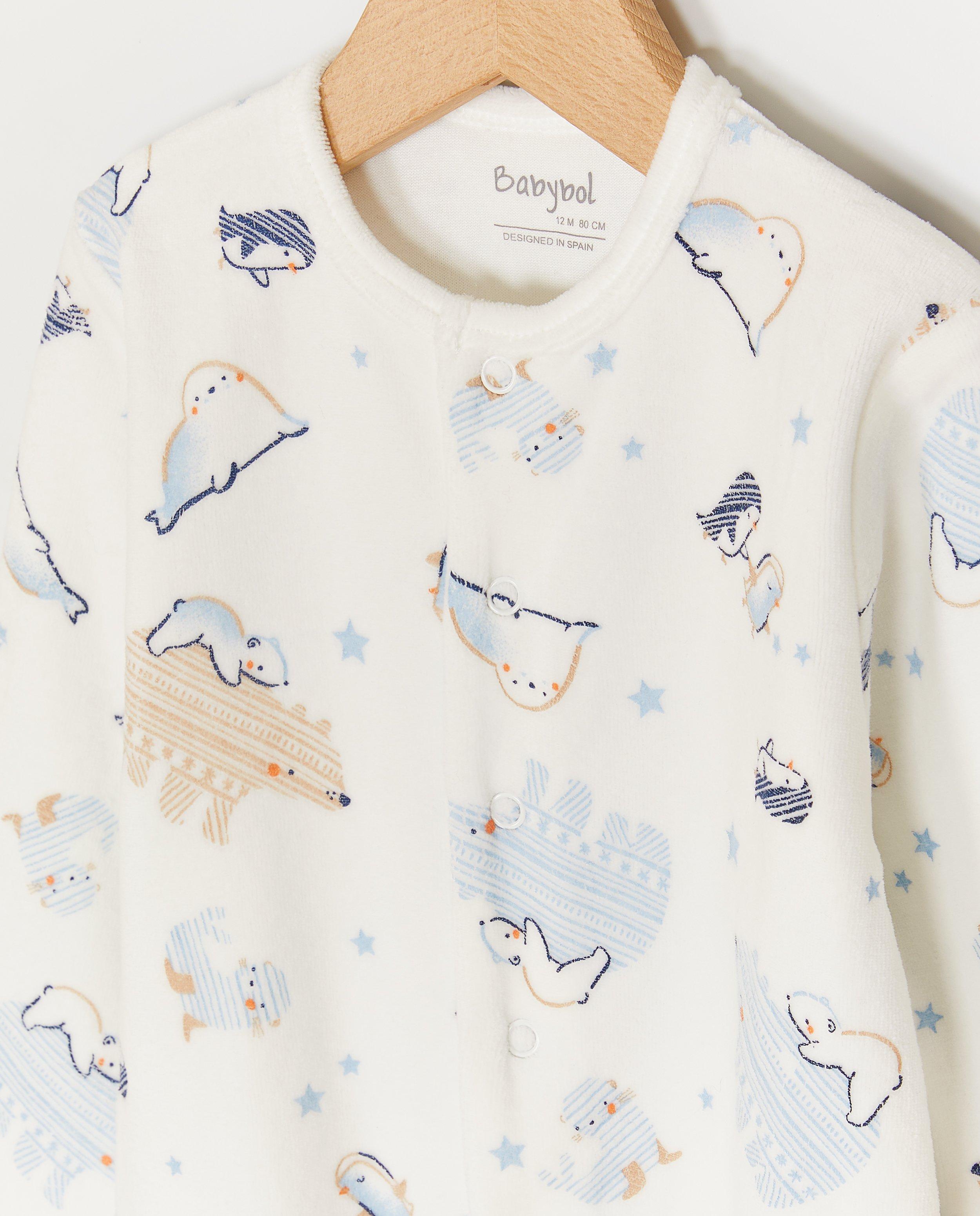 Nachtkleding - Fluwelen pyjama met voetjes