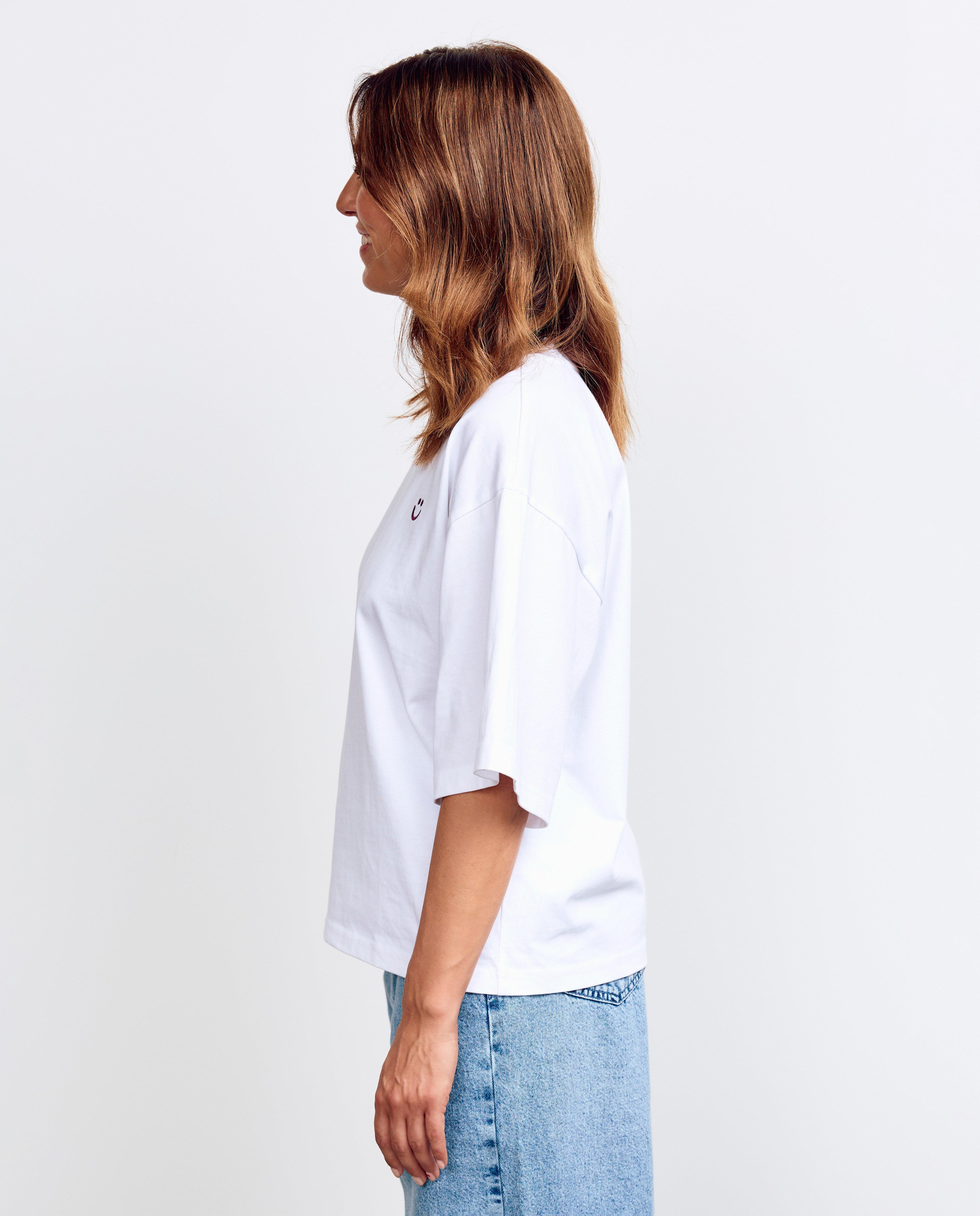 T-shirt met geborduurde smiley, oversized fit - Product Detail - wit - afbeelding nummer 3