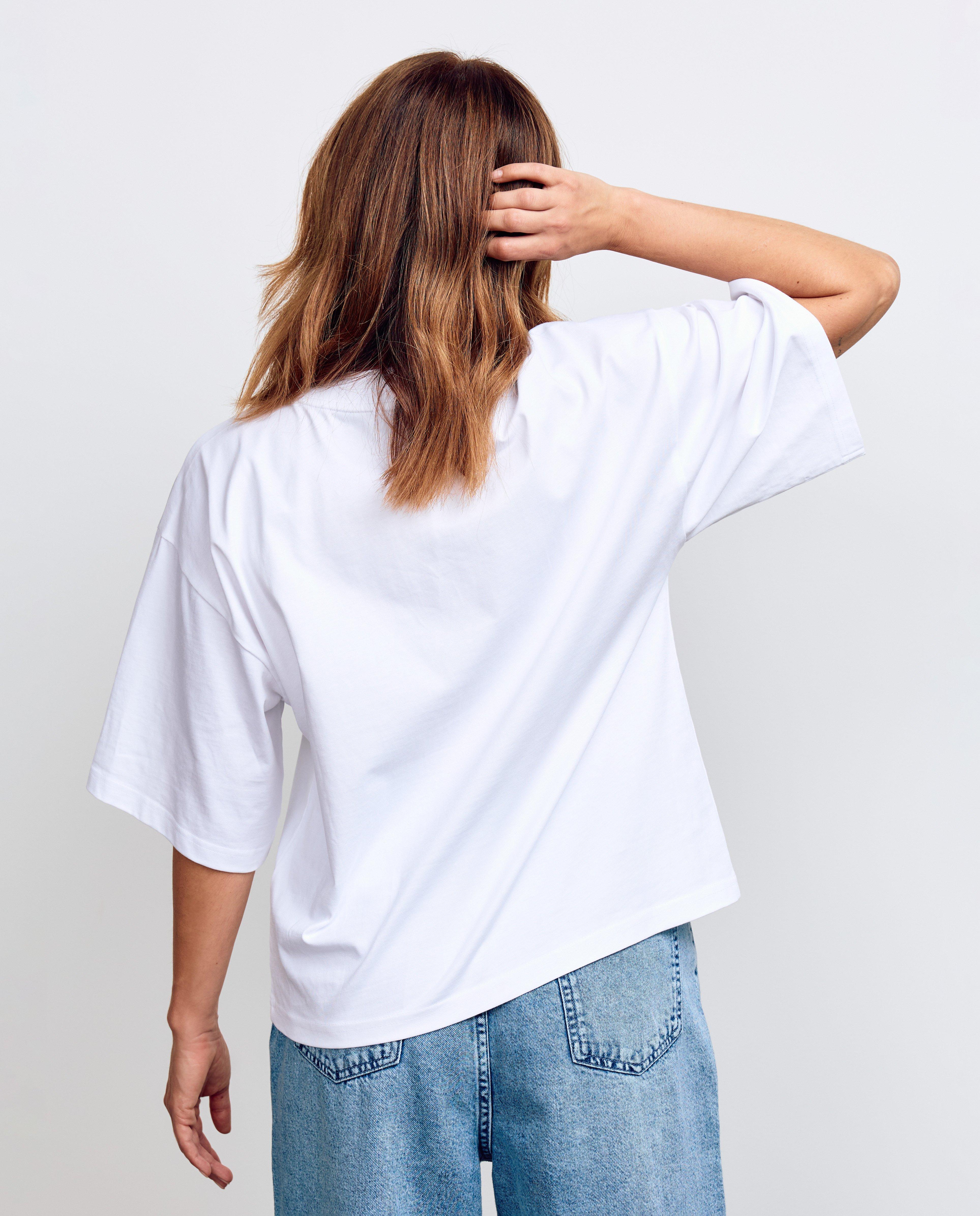 T-shirt met geborduurde smiley, oversized fit - Product Detail - wit - afbeelding nummer 4