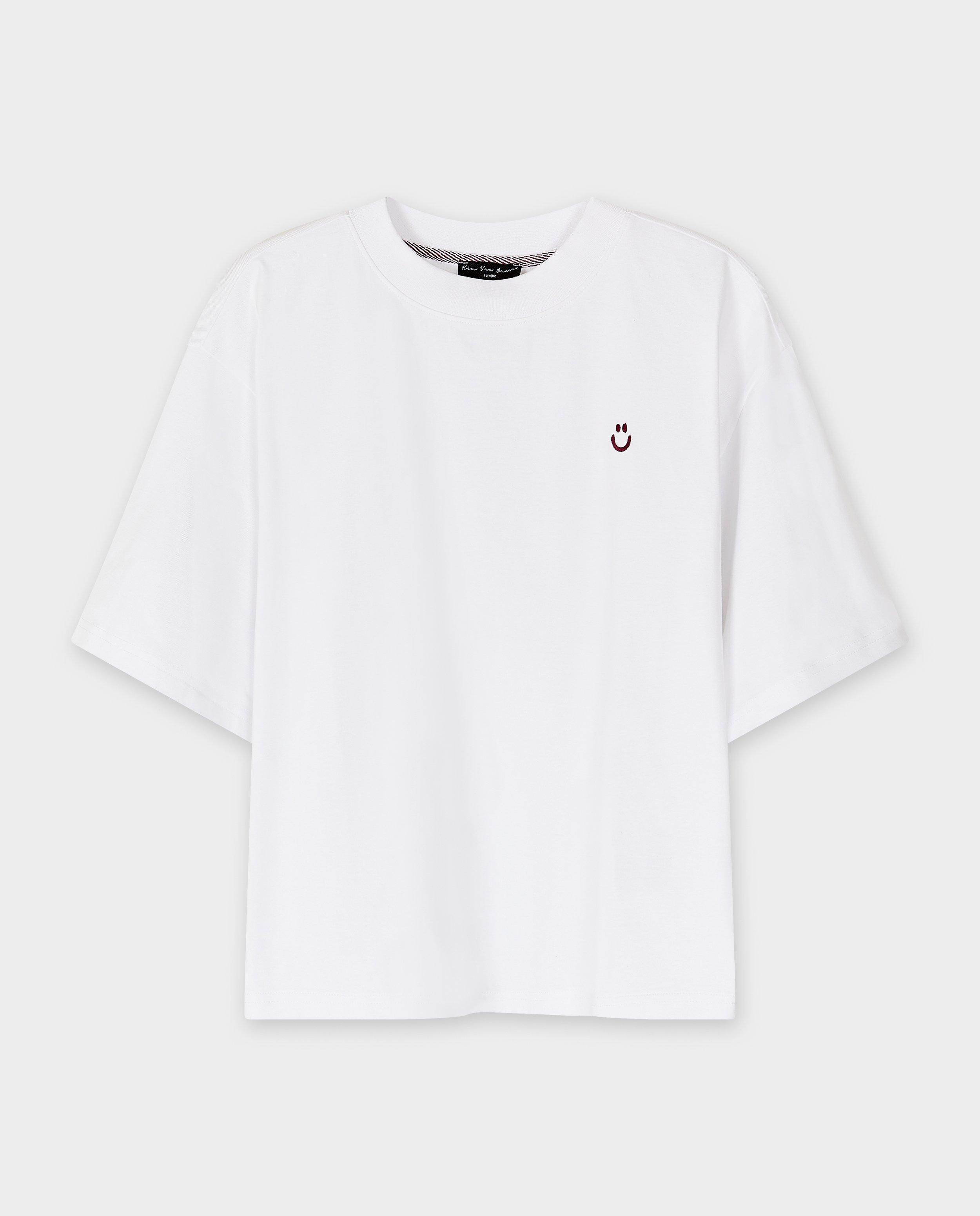 T-shirt met geborduurde smiley, oversized fit - Product Detail - wit - afbeelding nummer 5
