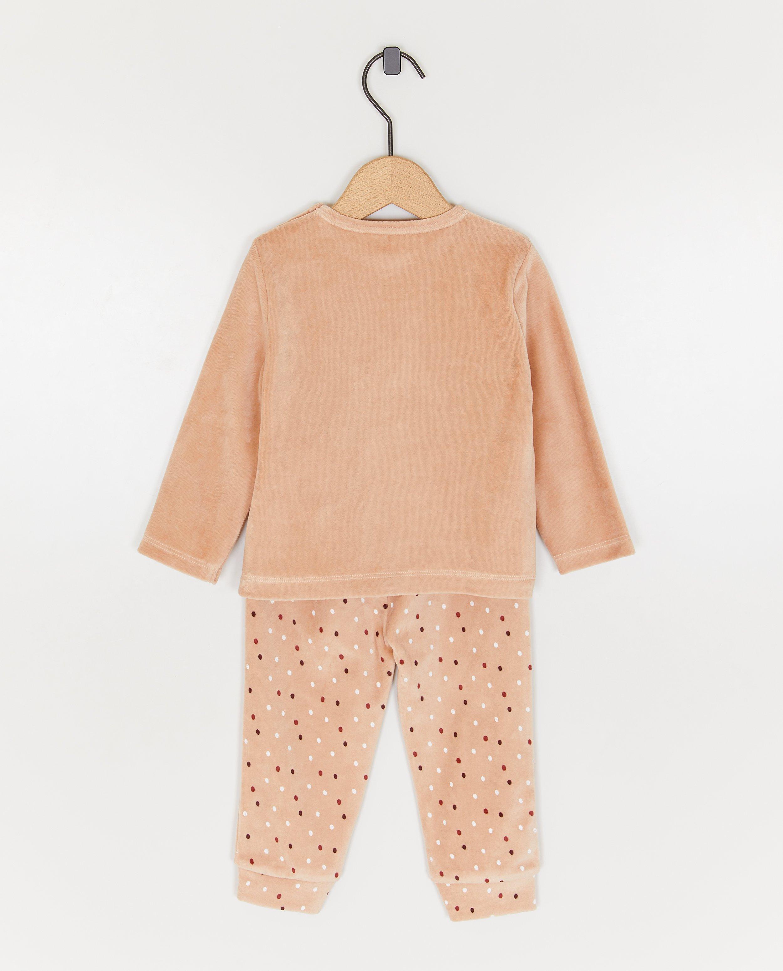 Nachtkleding - Fluwelen pyjama met borduursel