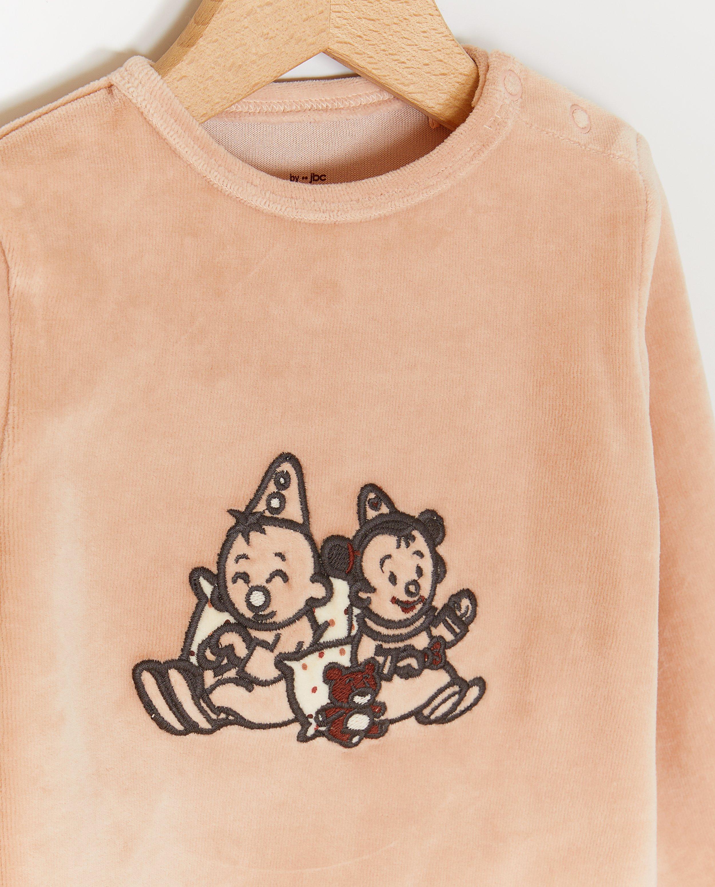 Nachtkleding - Fluwelen pyjama met borduursel