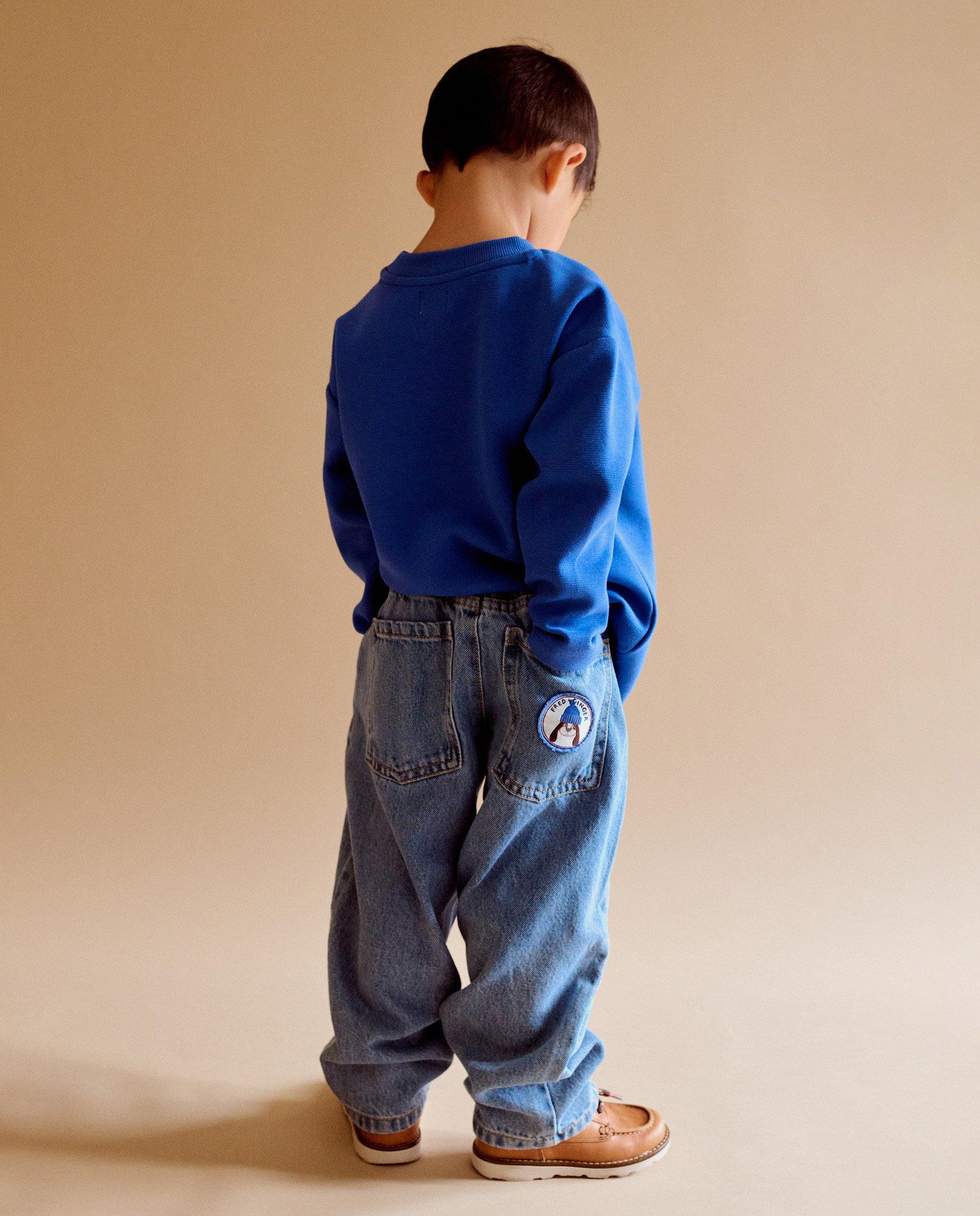 T-shirts - Blauwe longsleeve, loose fit