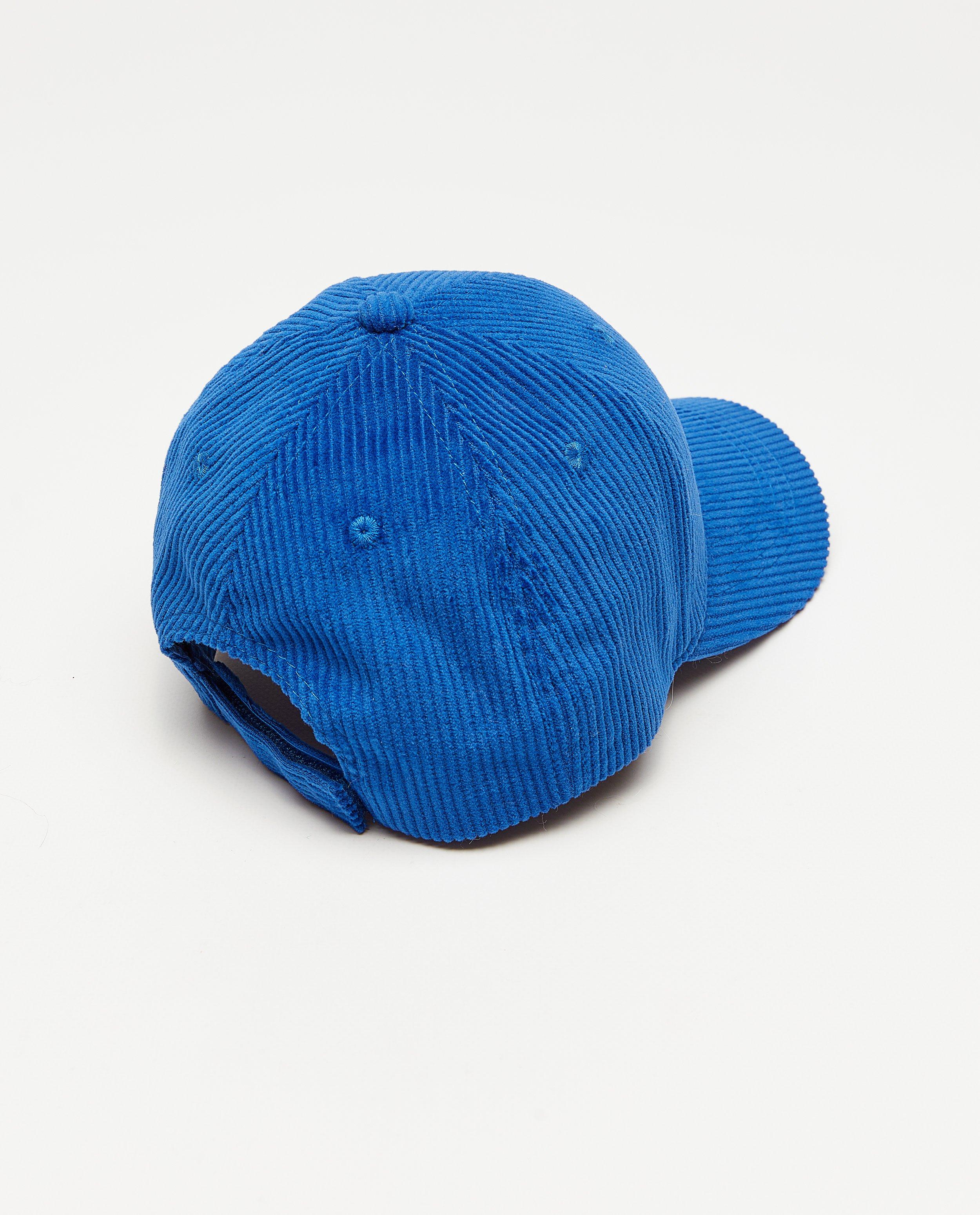 Bonneterie - Casquette bleue en velours côtelé