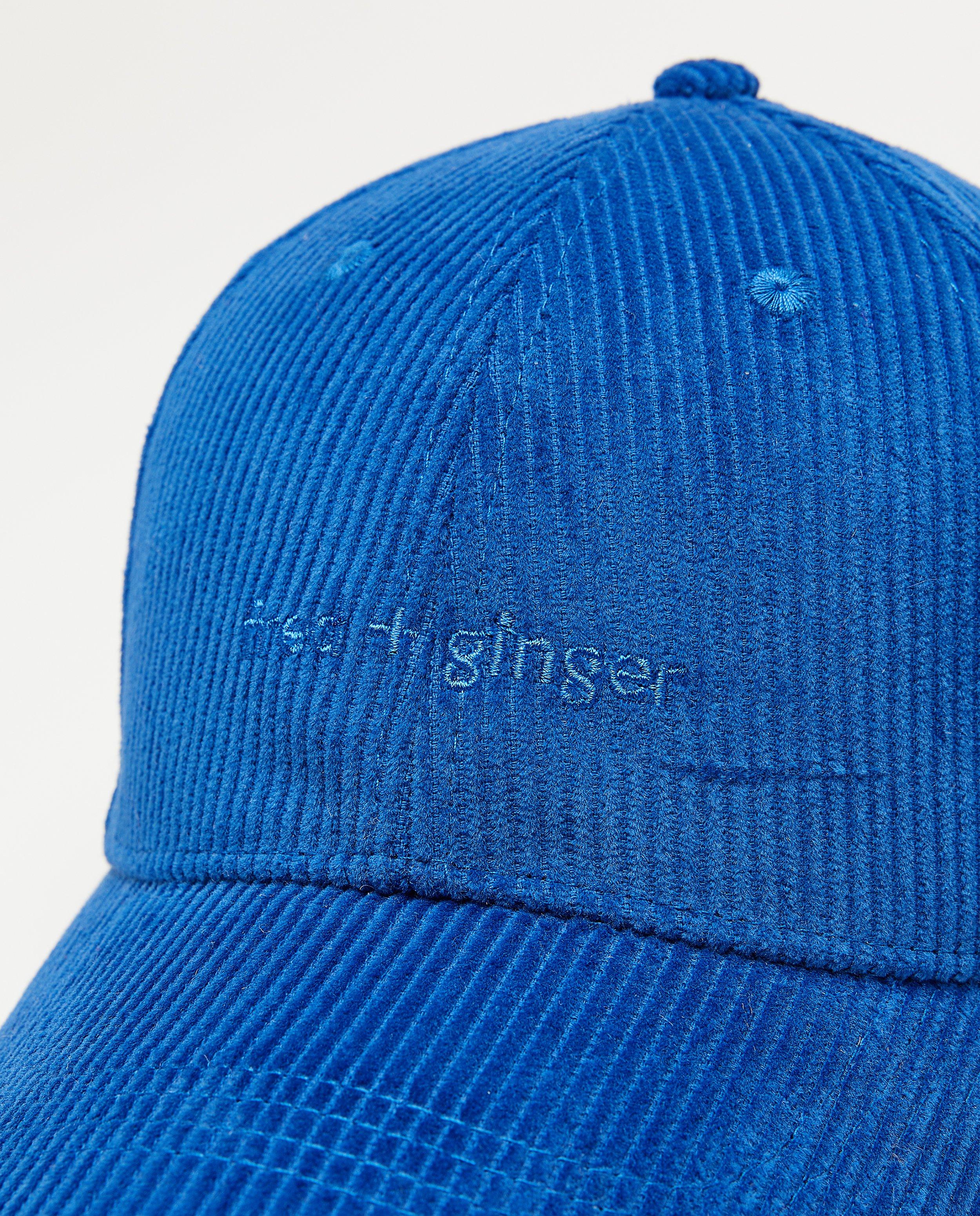 Bonneterie - Casquette bleue en velours côtelé