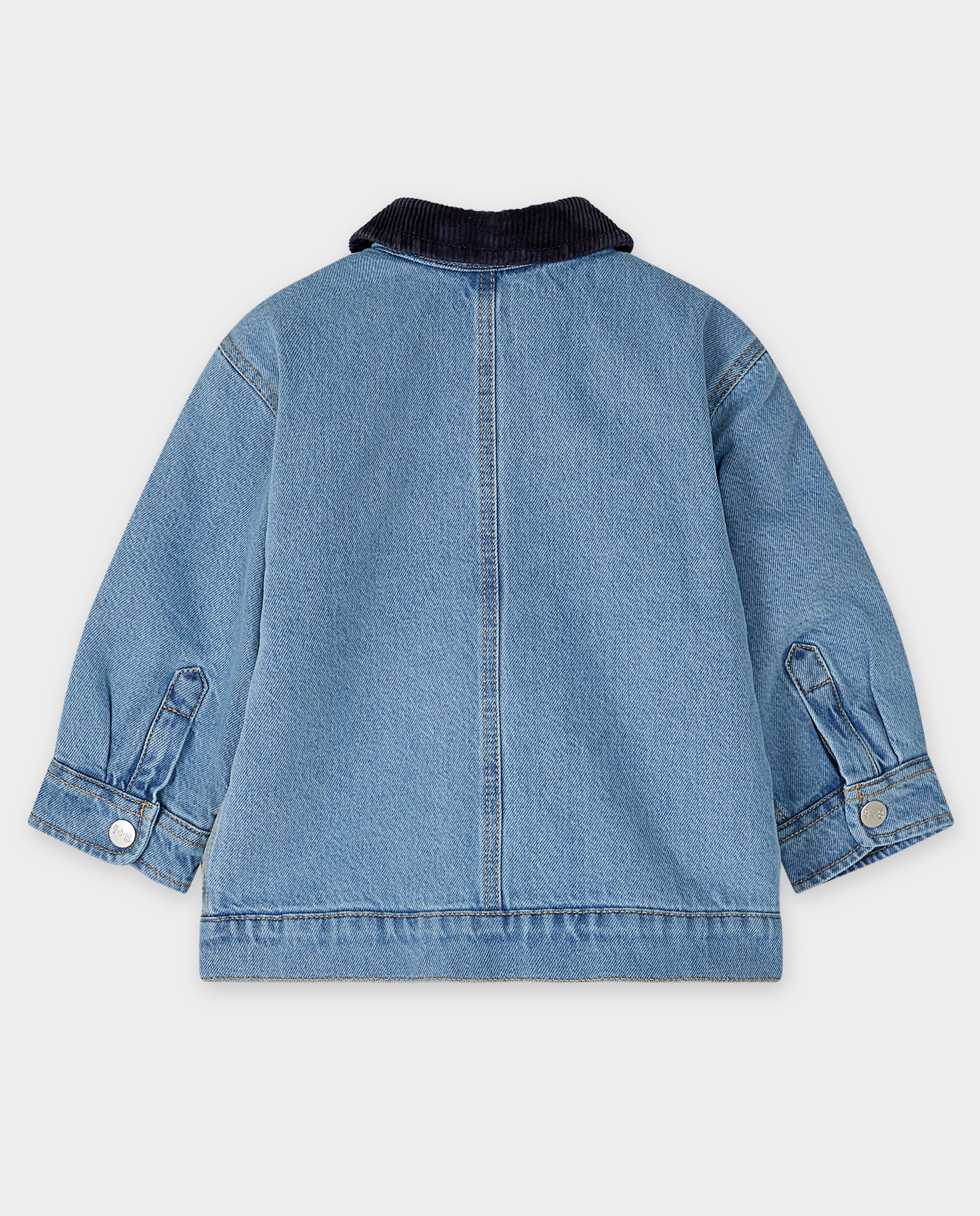 Blazers - Blauw jeansvest met ribfluwelen kraag, loose fit