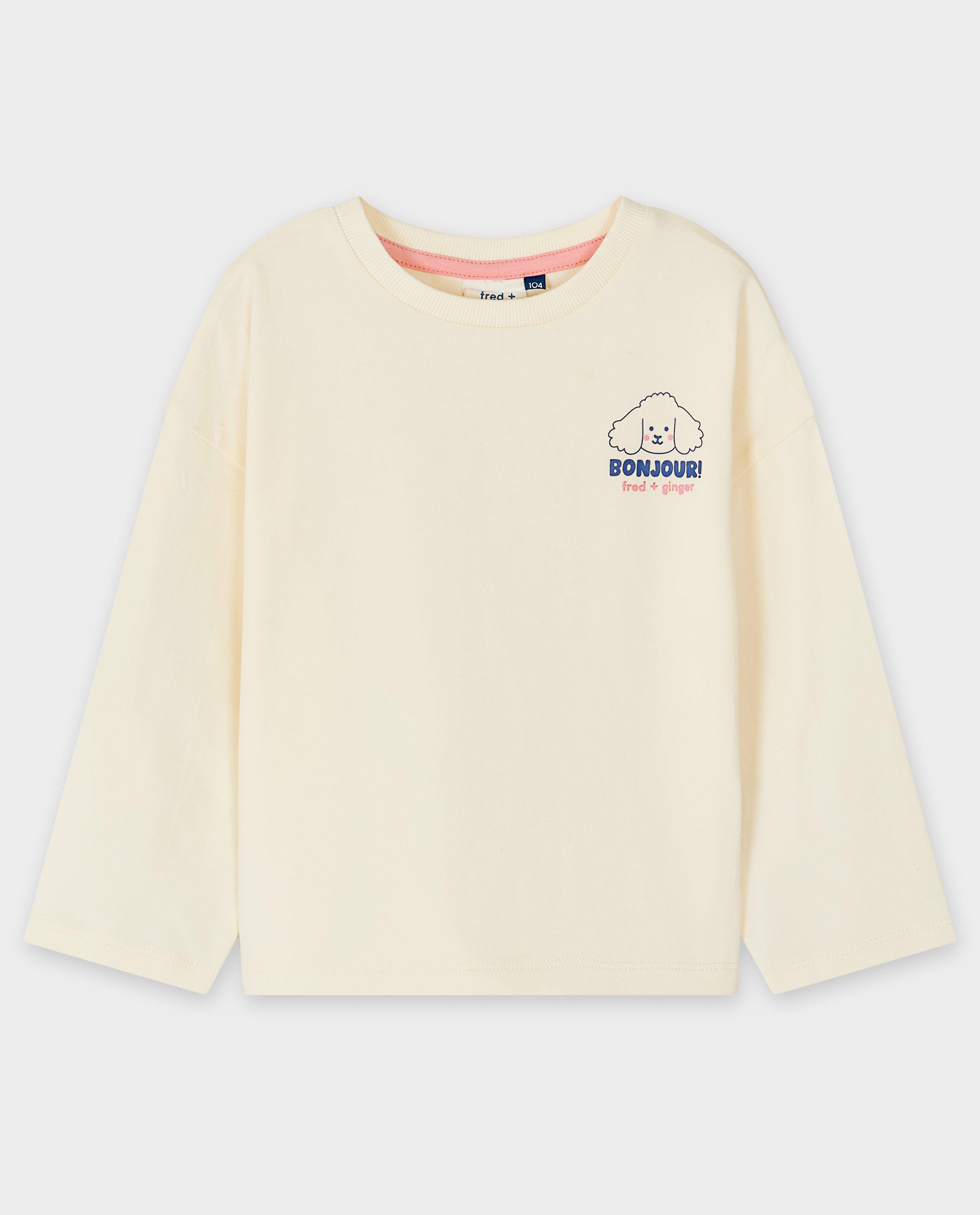 T-shirts - Longsleeve met reliëfprint hond