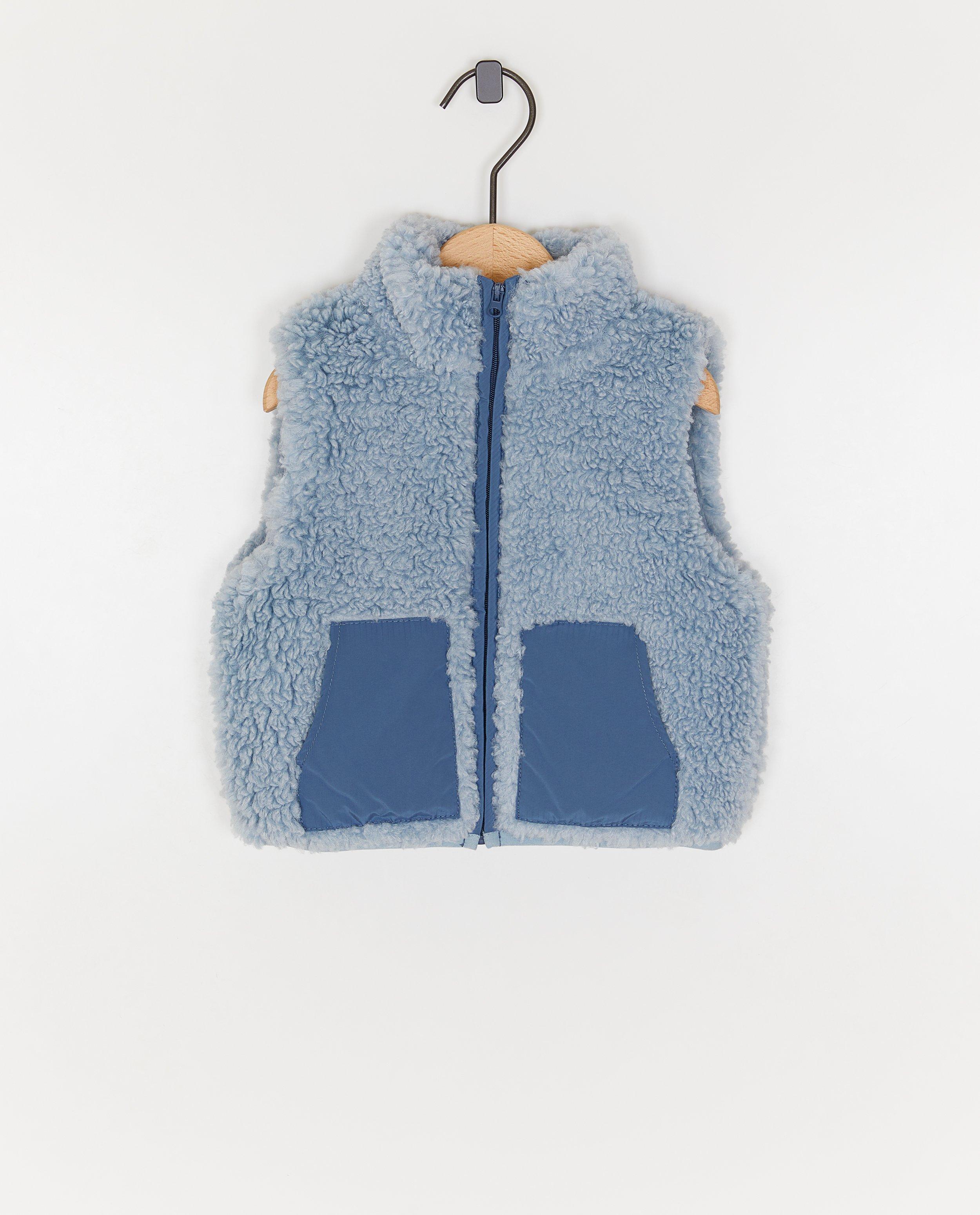 Teddy vest met color block