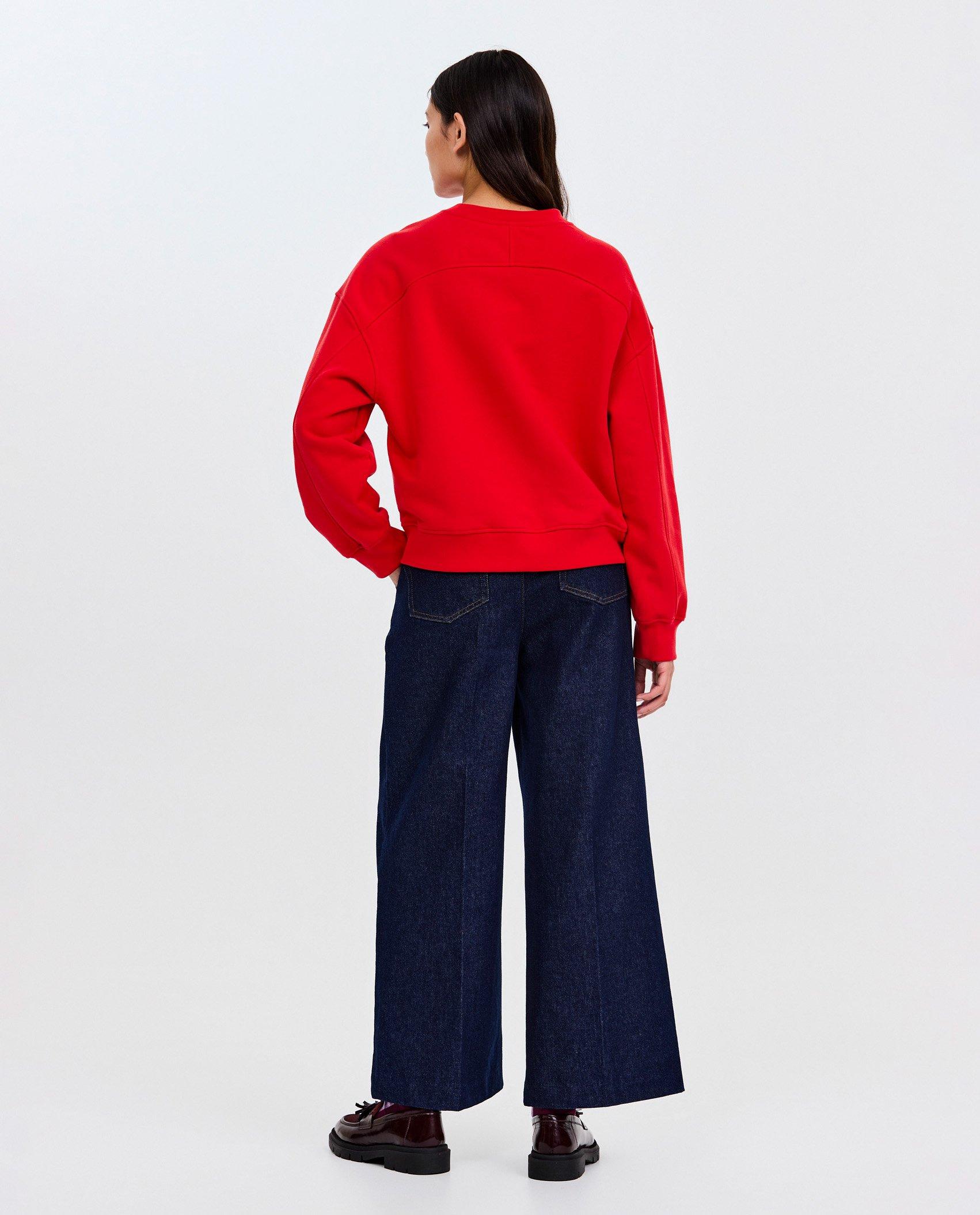 Rode sweater met siernaden - Product Detail - felrood - afbeelding nummer 2