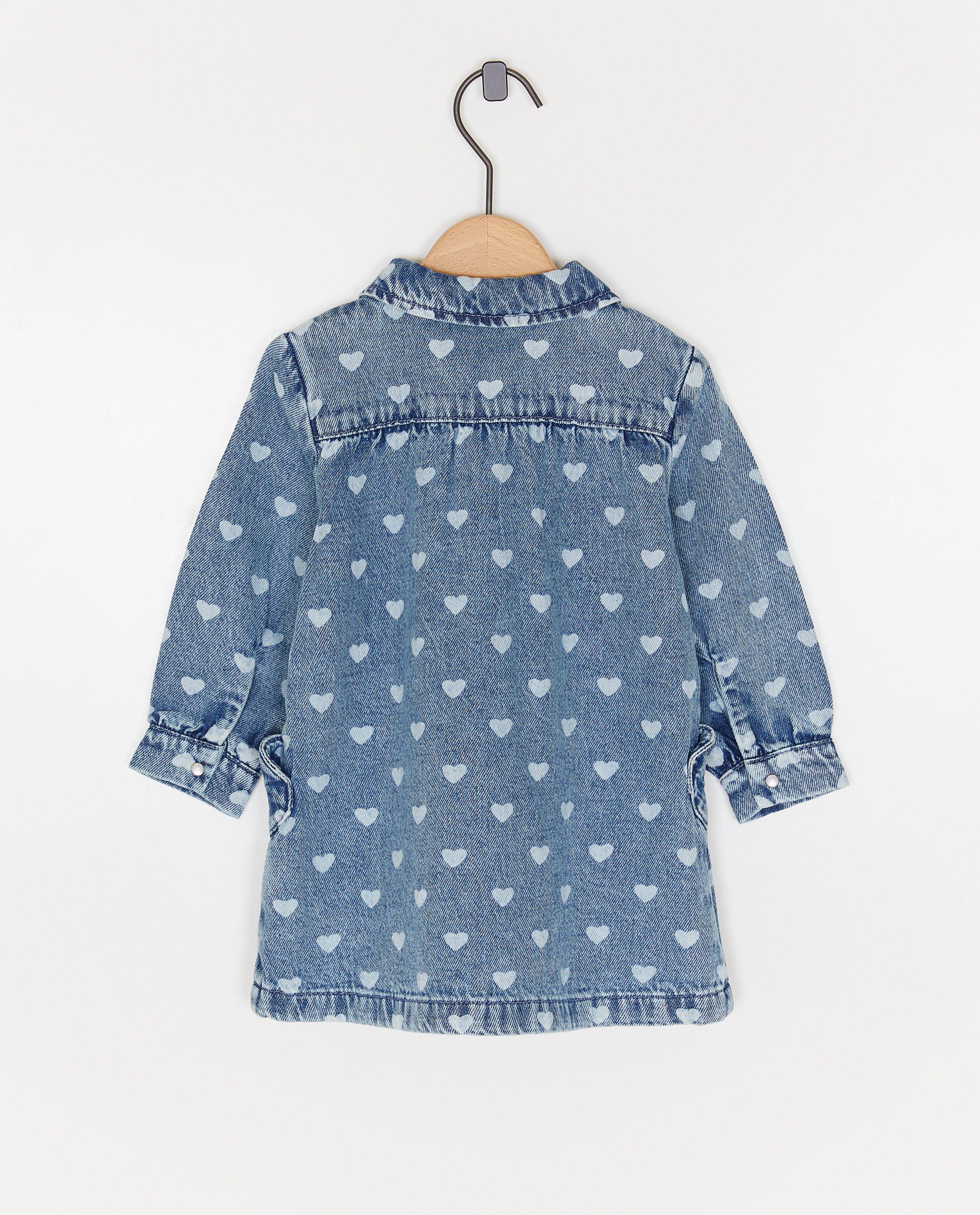 Robes - Robe en jean avec imprimé de cœurs