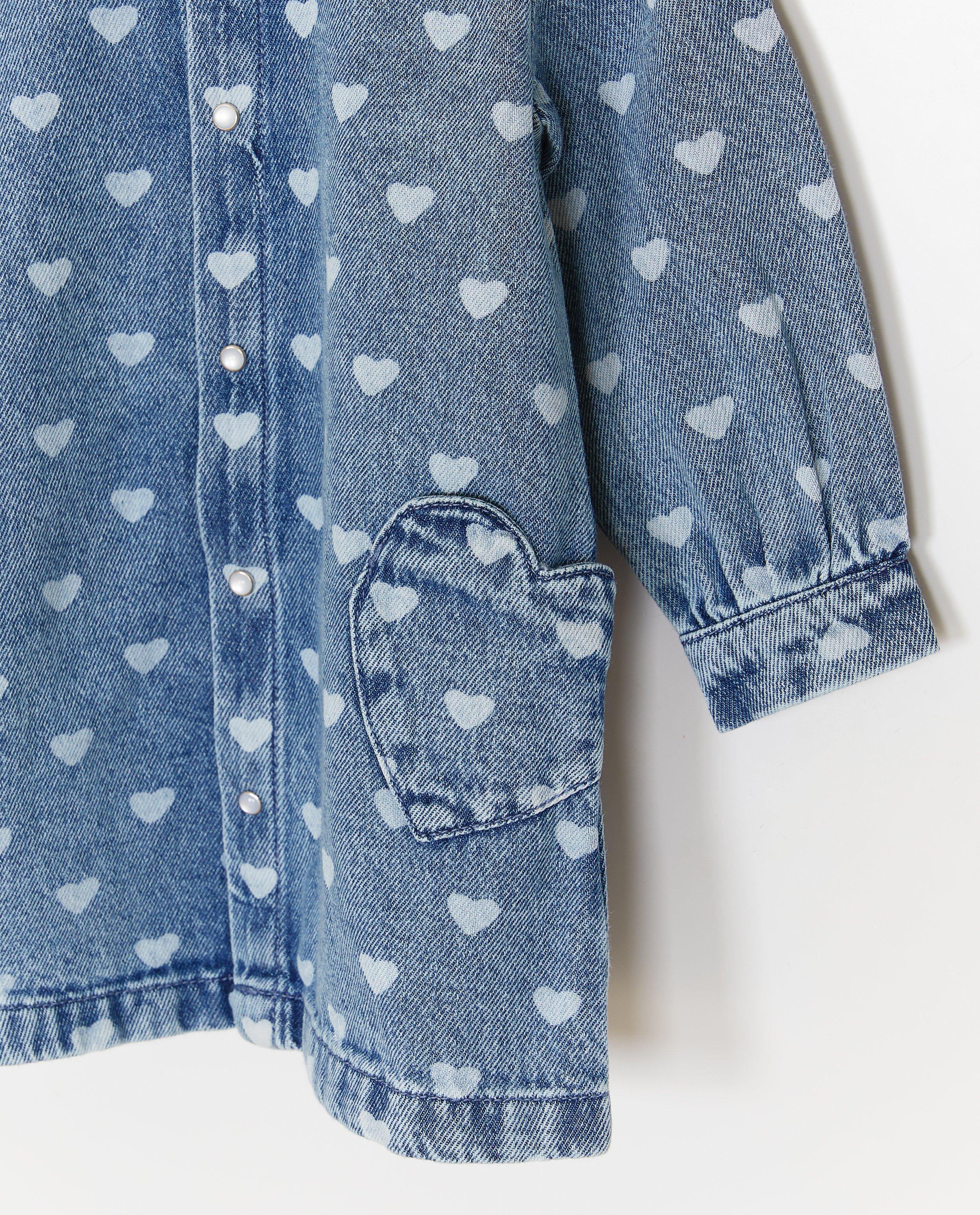 Robes - Robe en jean avec imprimé de cœurs