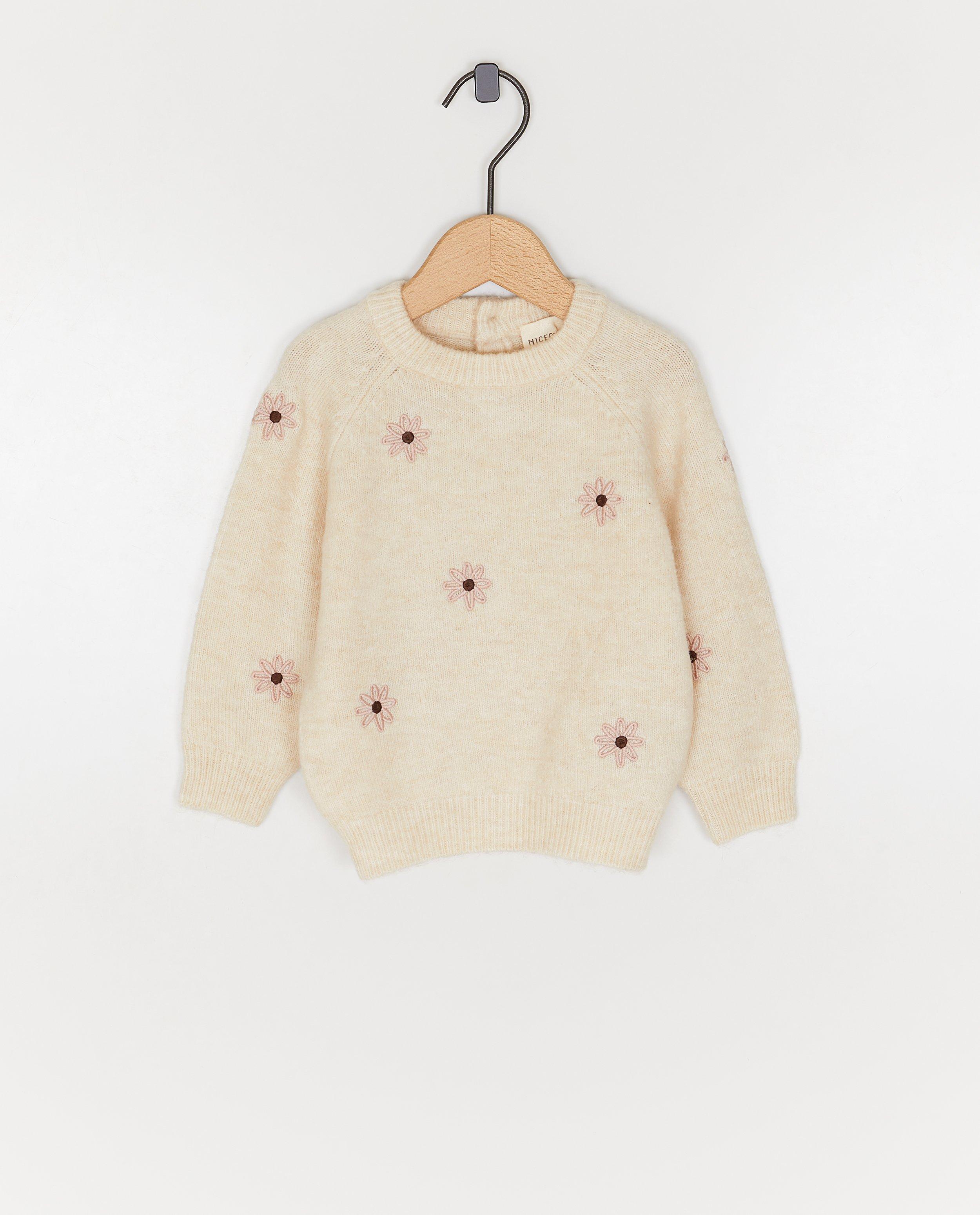 Pull avec fleurs brodées, 62-92