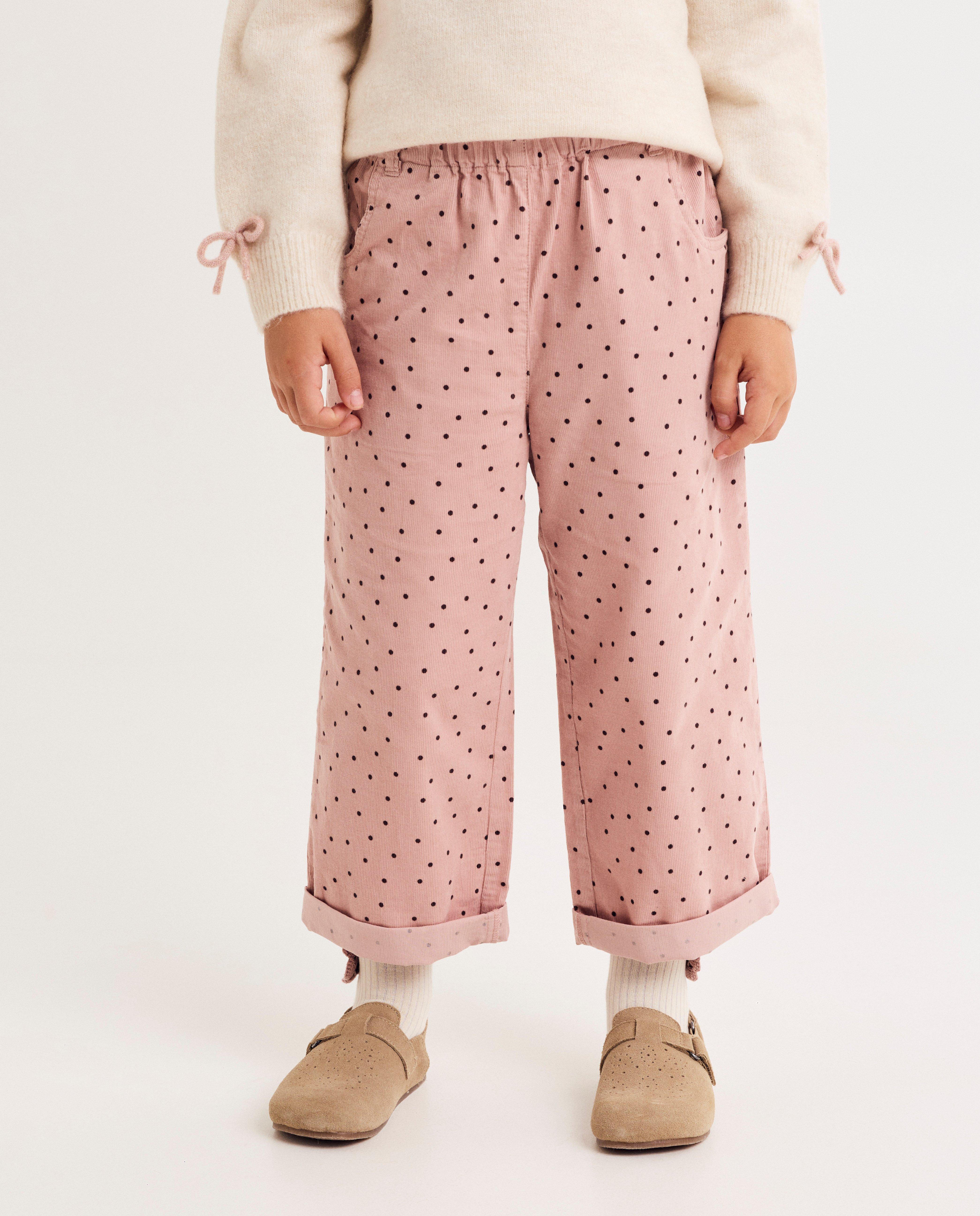 Broeken - Ribfluwelen broek met stippen, straight fit, 98-128