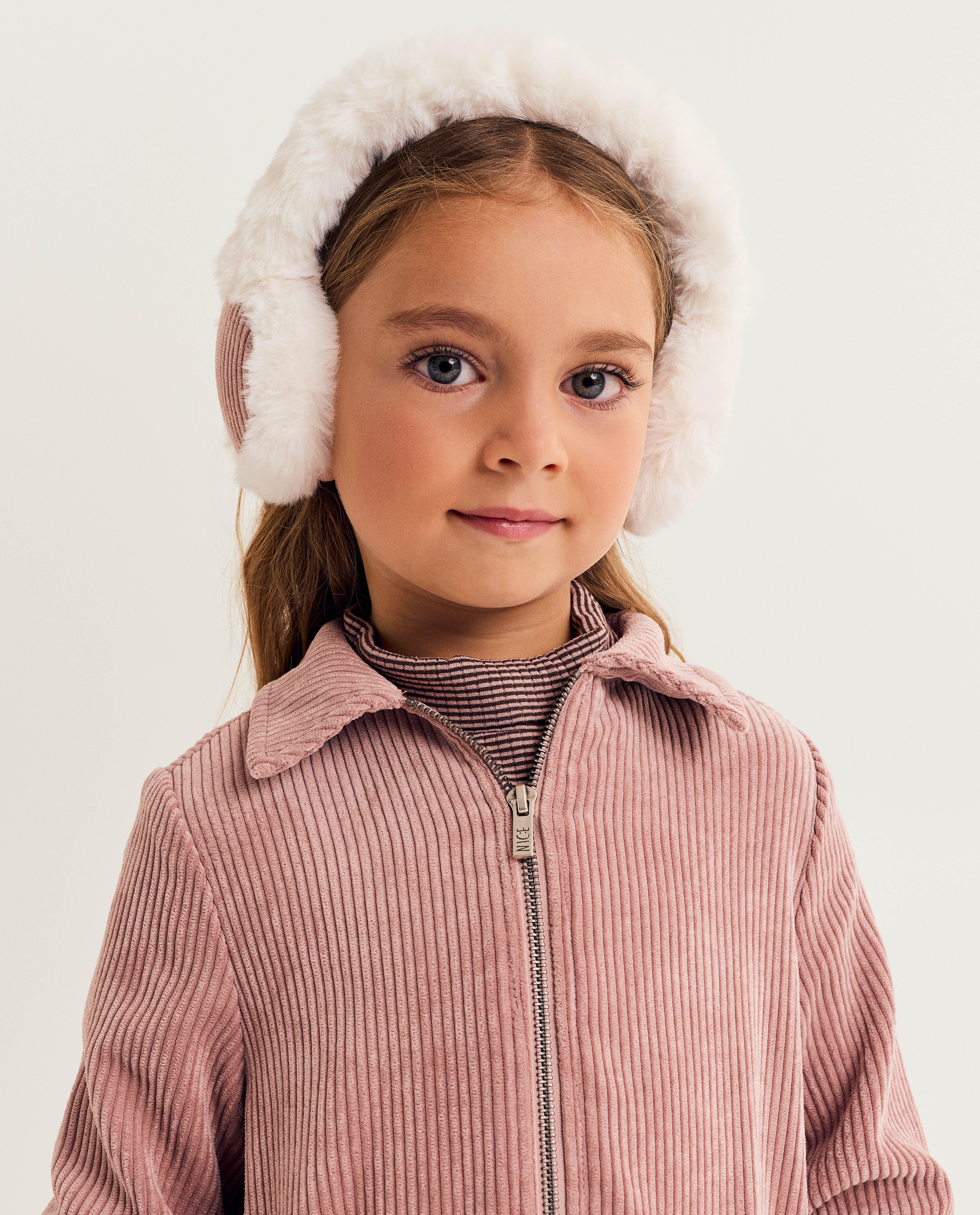 Cache-oreilles en peluche avec du velours c&ocirc;tel&eacute; - D&eacute;tails du produit - rose - image num&eacute;ro 1