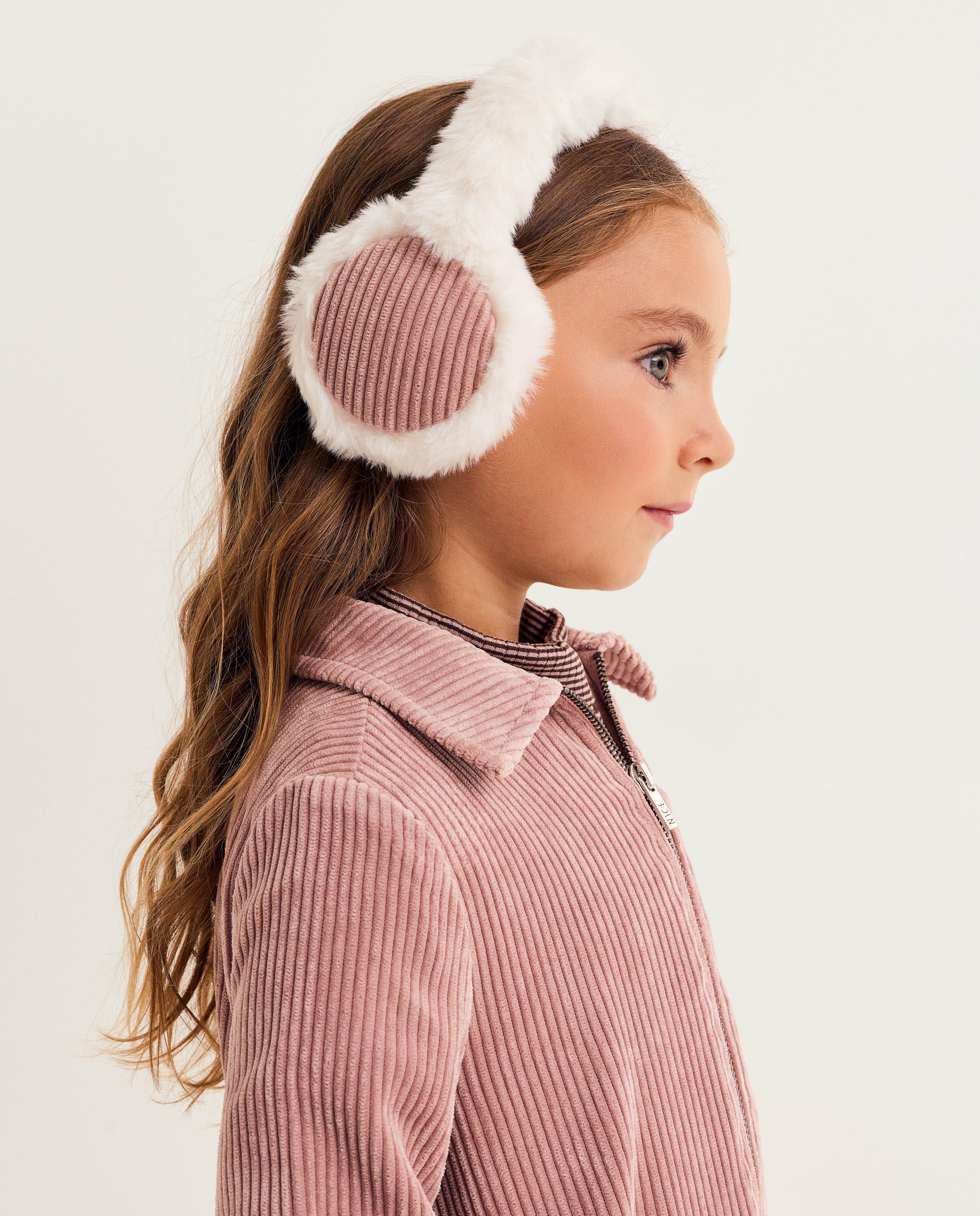 Cache-oreilles en peluche avec du velours c&ocirc;tel&eacute; - D&eacute;tails du produit - rose - image num&eacute;ro 2