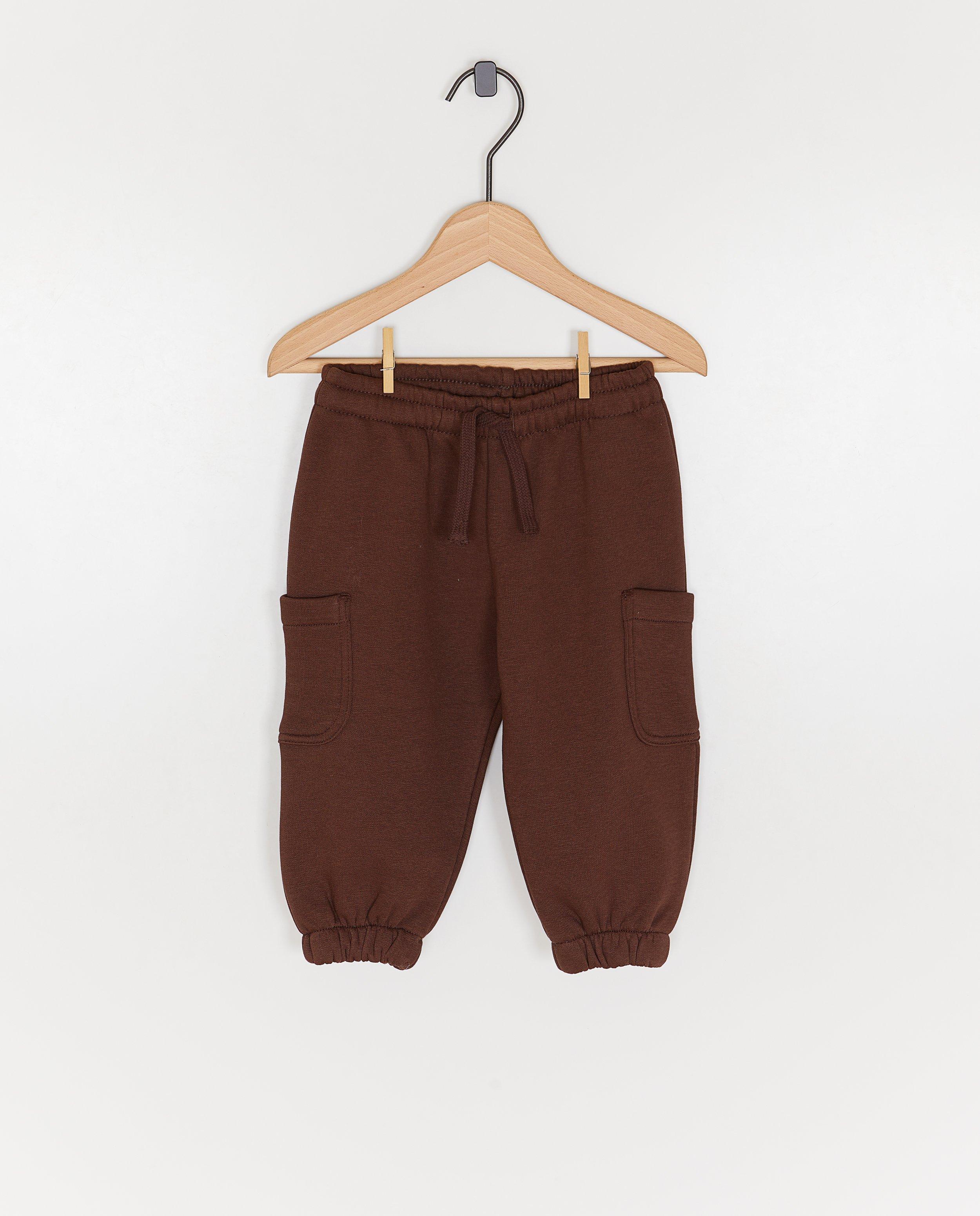 Bruine joggingbroek, loose fit, 62-92
