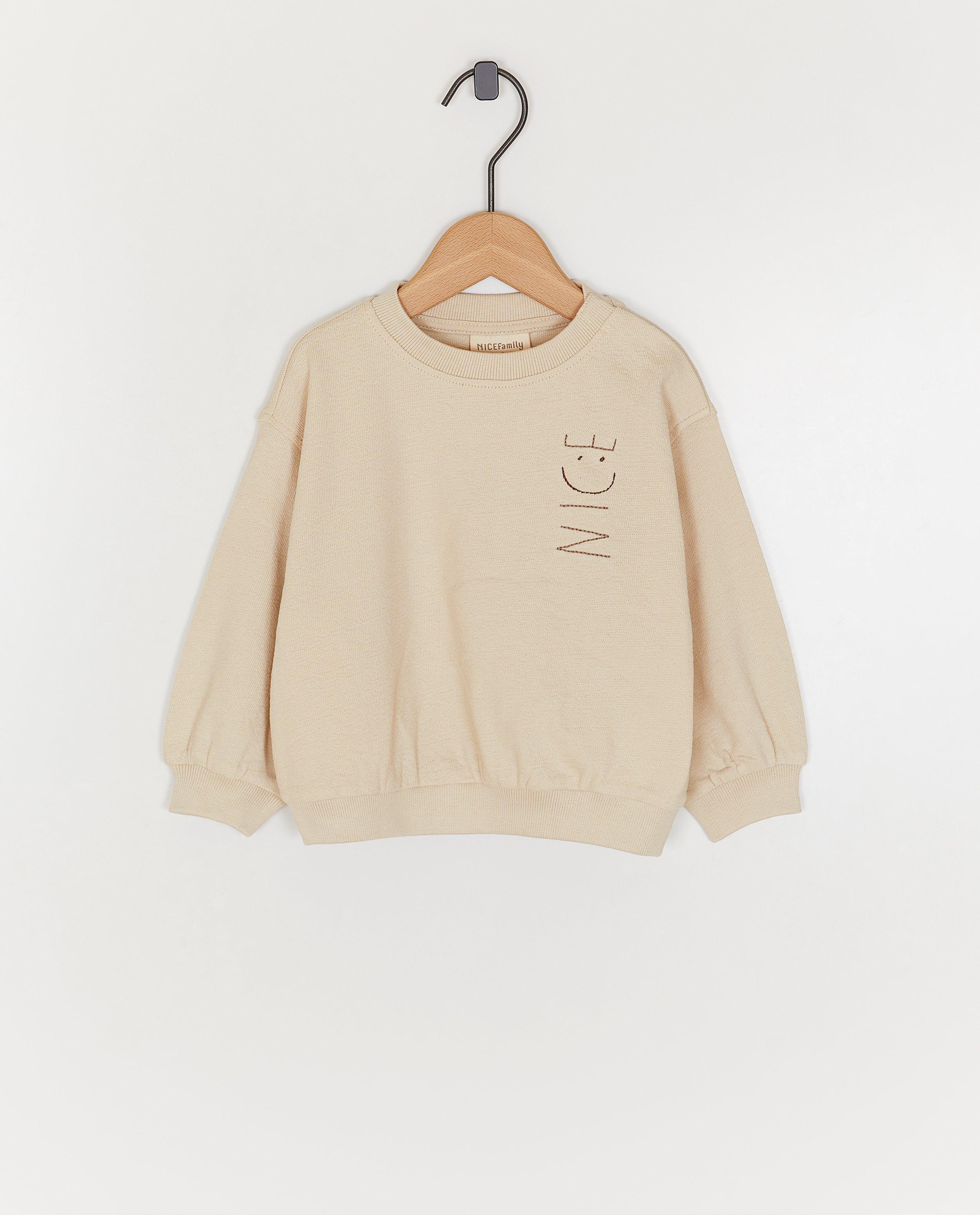 Sweater met geborduurd opschrift NICE, loose fit, 62-92