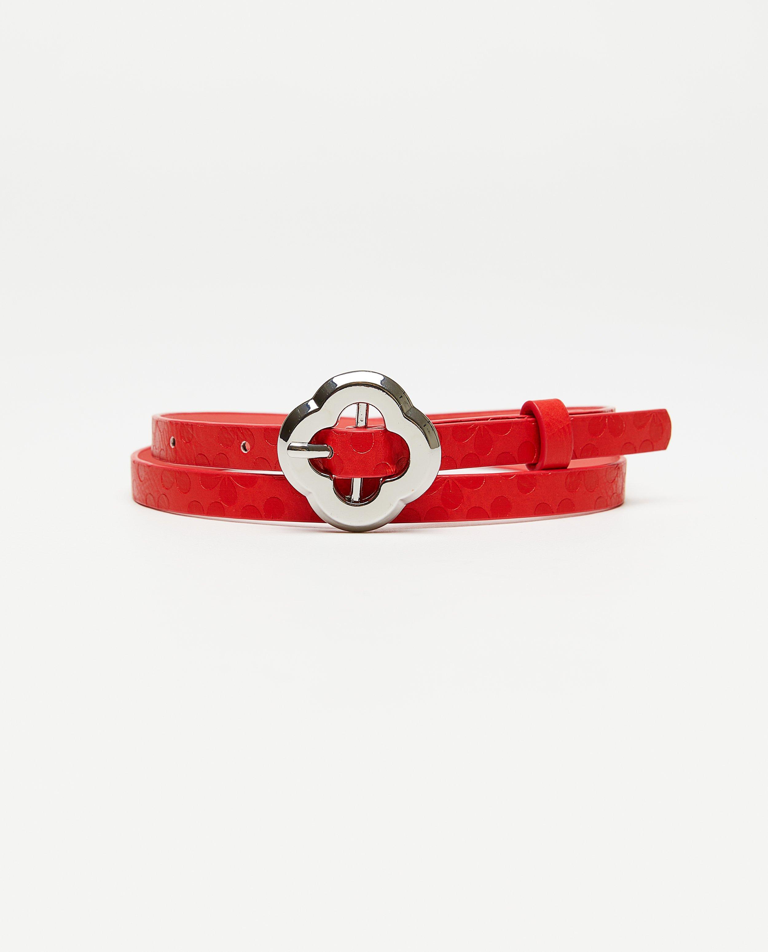 Rode riem met bloemvormige gesp - Product Detail - rood - afbeelding nummer 1