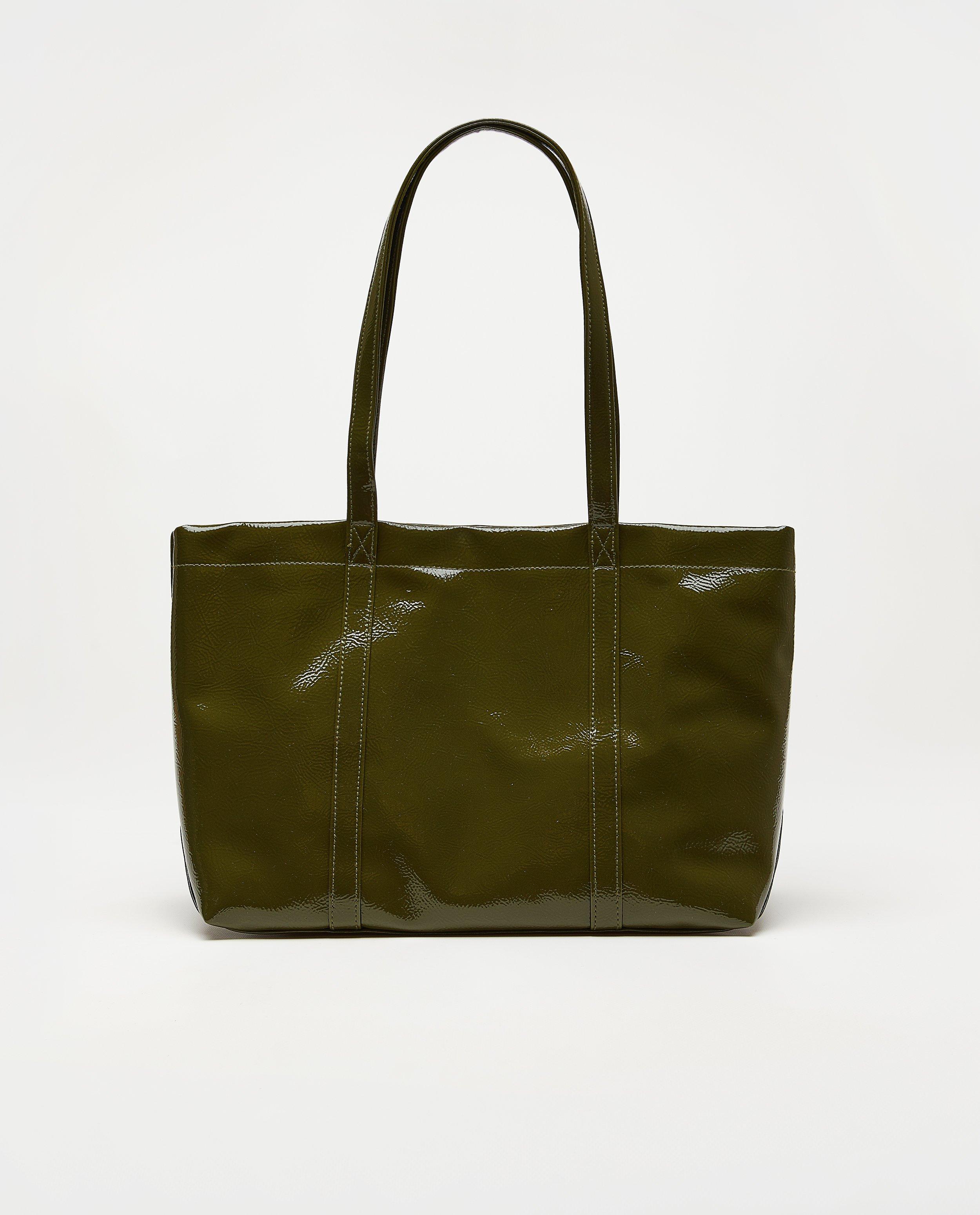 Groene laqu&eacute; handtas - Product Detail - khaki - afbeelding nummer 1