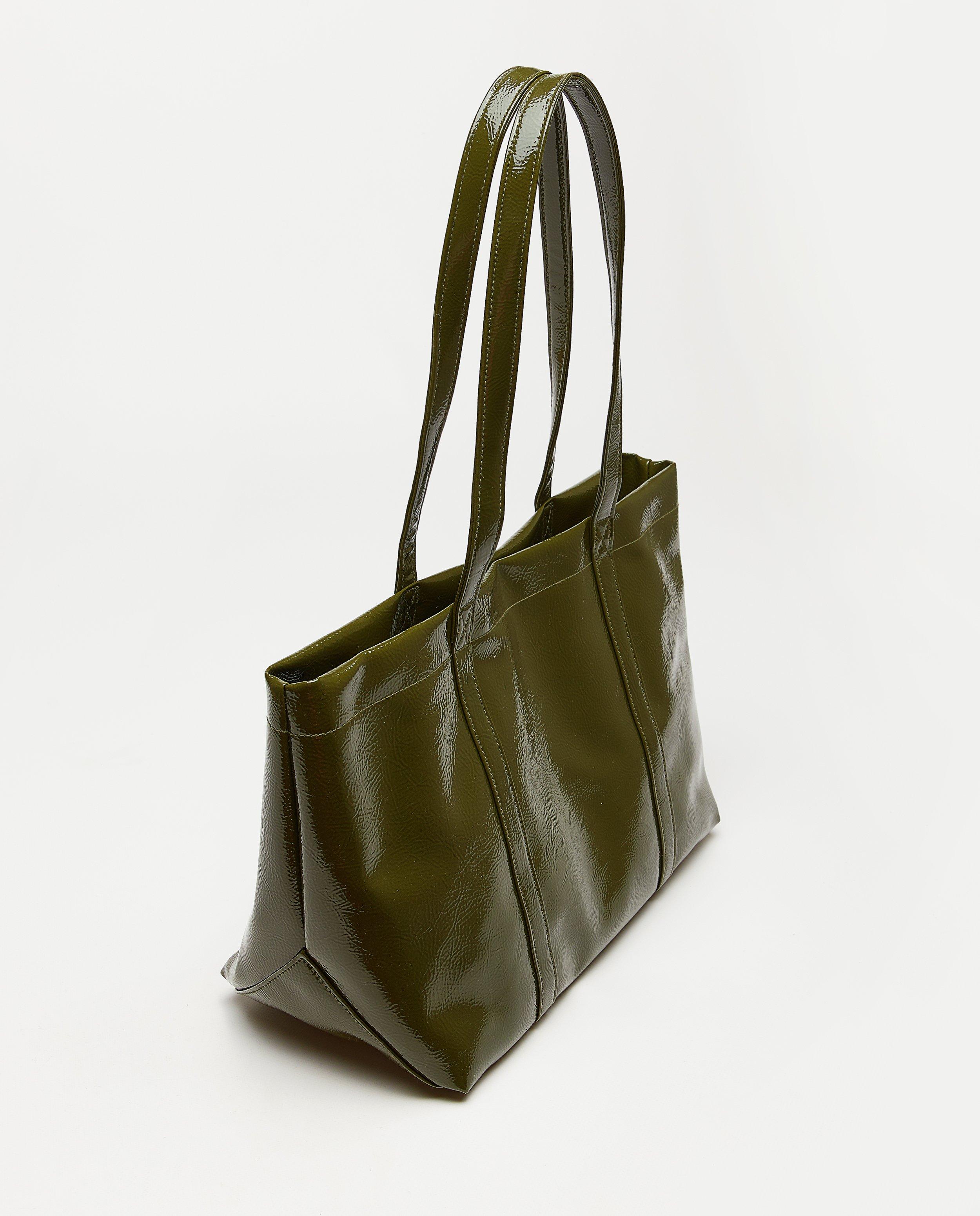 Groene laqu&eacute; handtas - Product Detail - khaki - afbeelding nummer 2