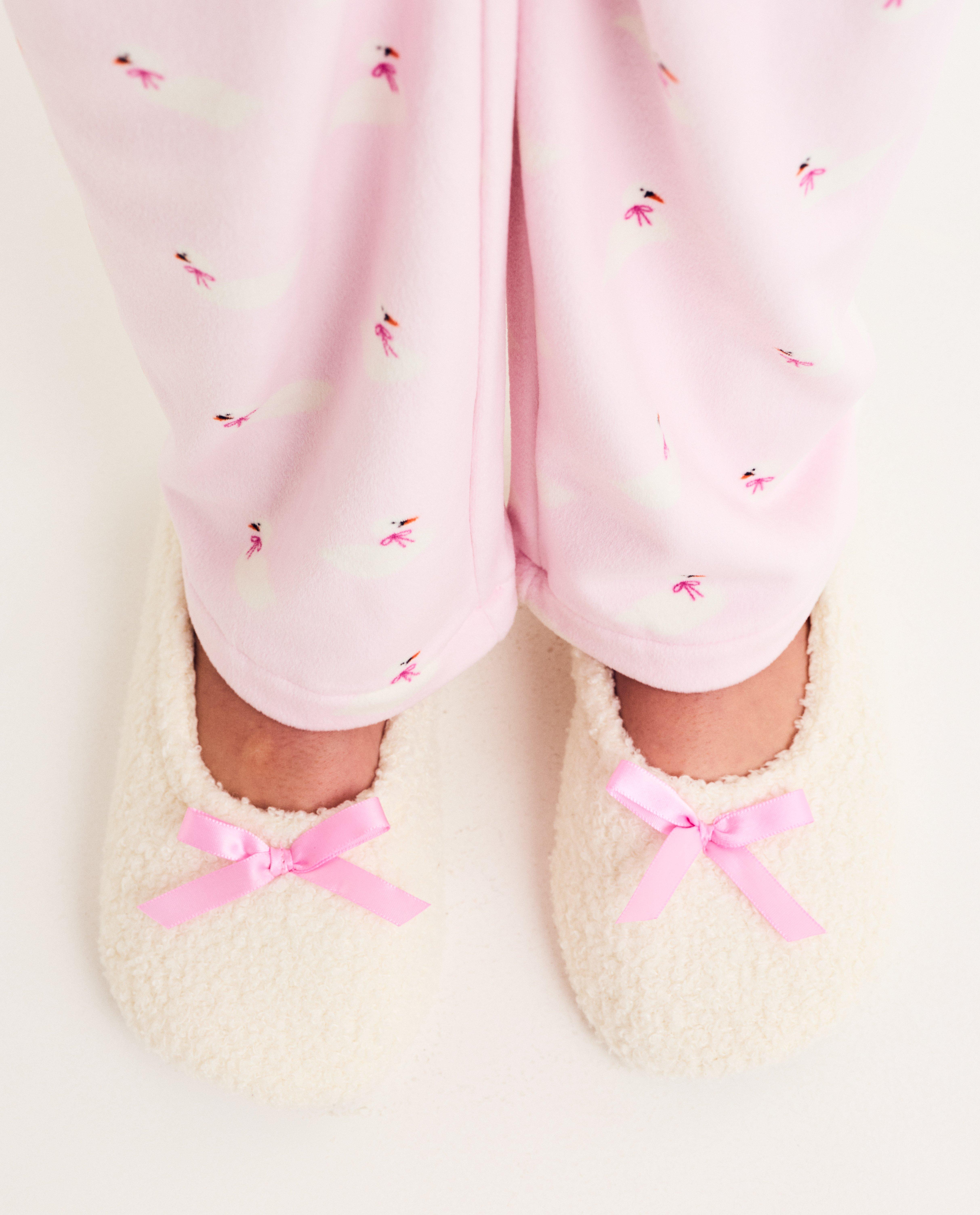 Teddy pantoffels met strikjes, 33-40 - Product Detail - wit - afbeelding nummer 2