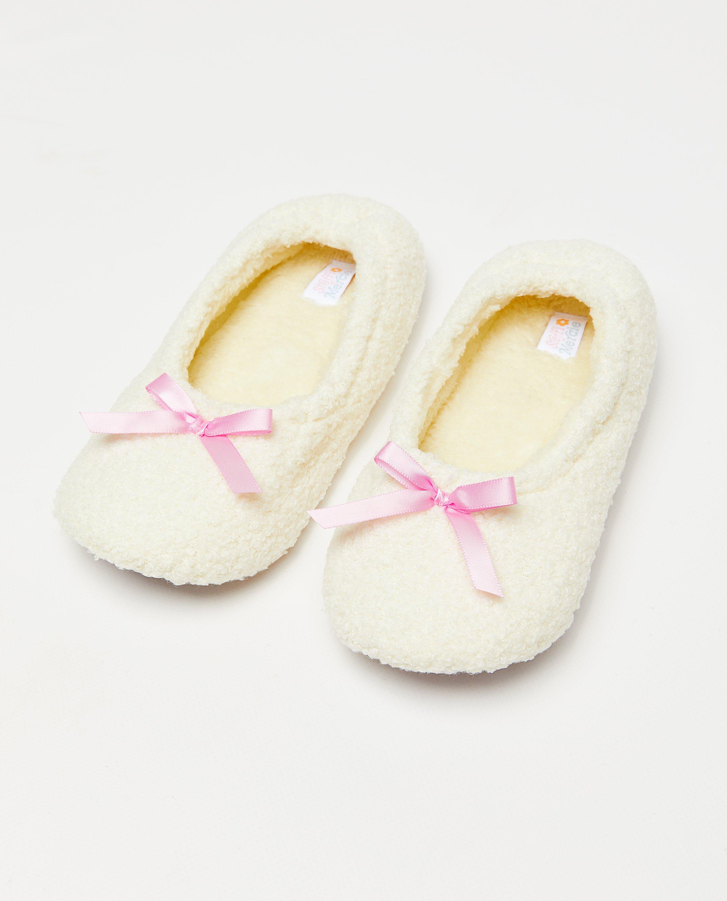 Teddy pantoffels met strikjes, 33-40 - Product Detail - wit - afbeelding nummer 3