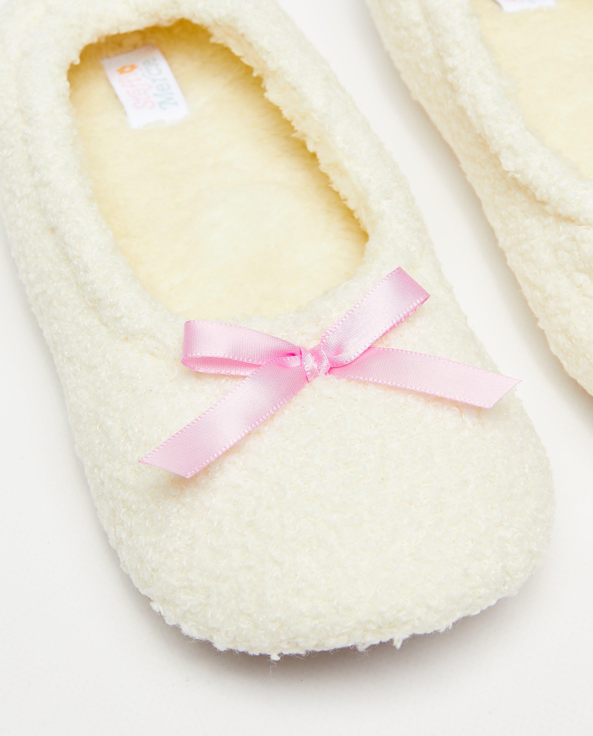 Teddy pantoffels met strikjes, 33-40 - Product Detail - wit - afbeelding nummer 4