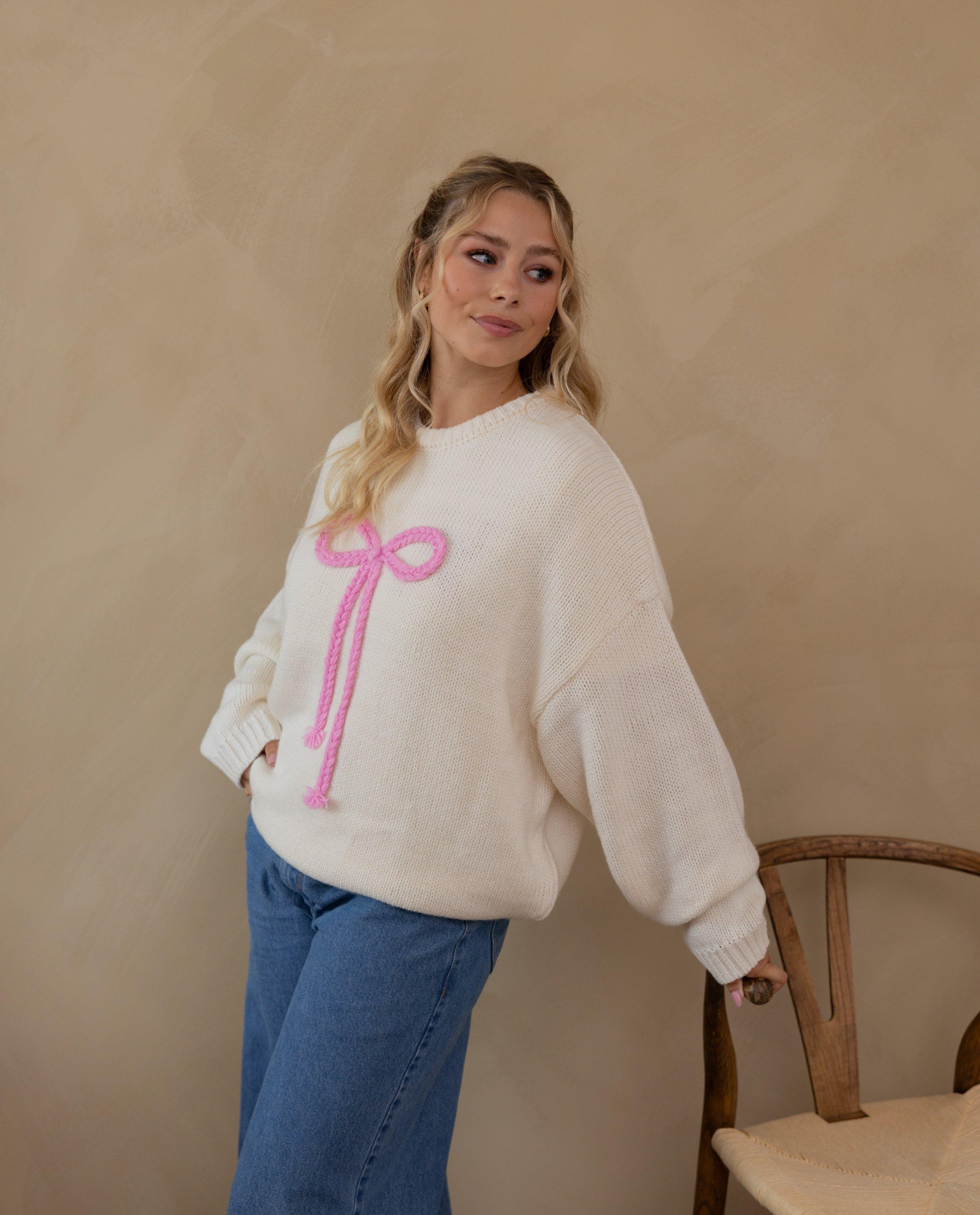 Trui met gebreide strik, oversized fit, XS-L - Product Detail - wit - afbeelding nummer 1