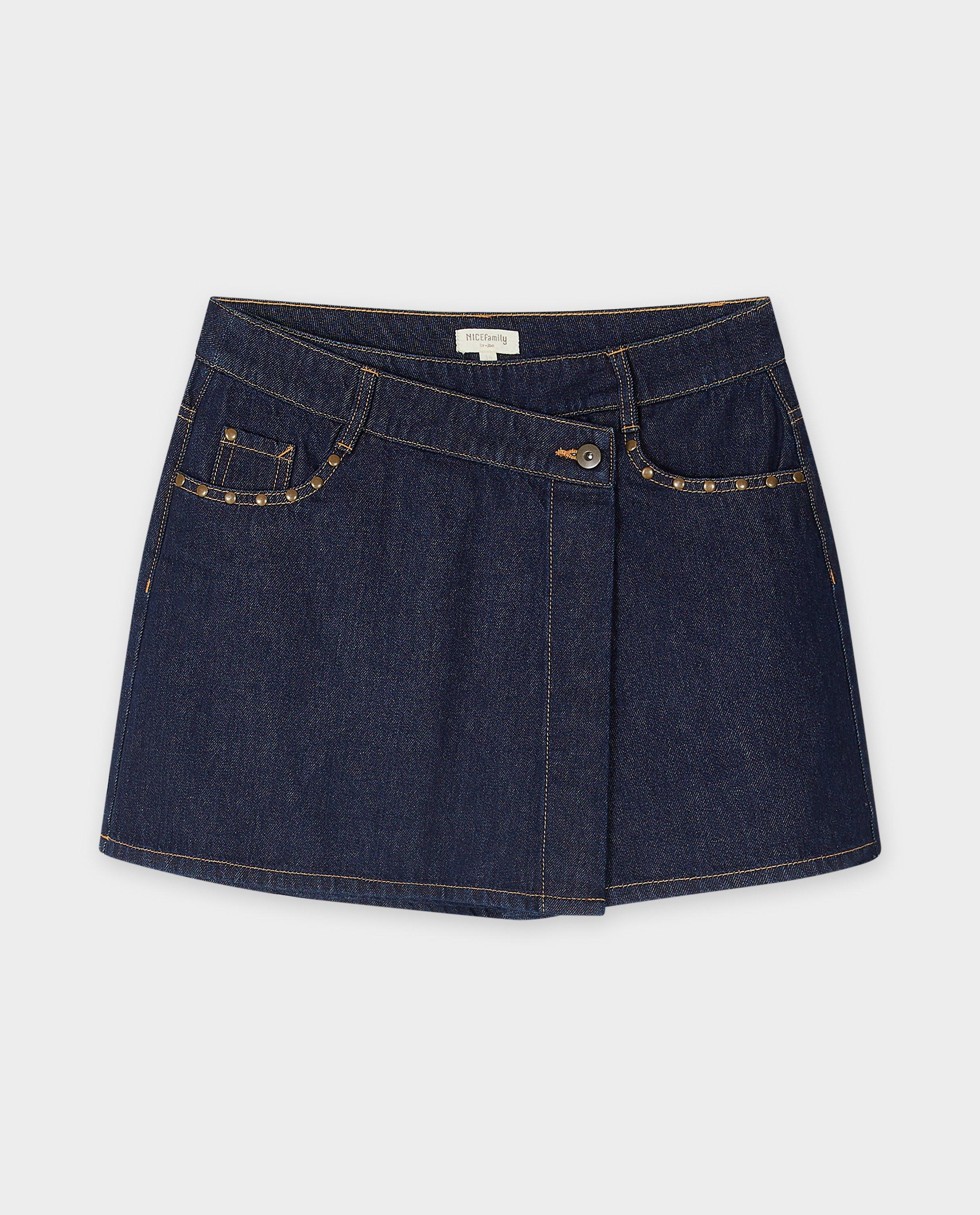 Rokken - Raw denim skort met asymmetrische sluiting