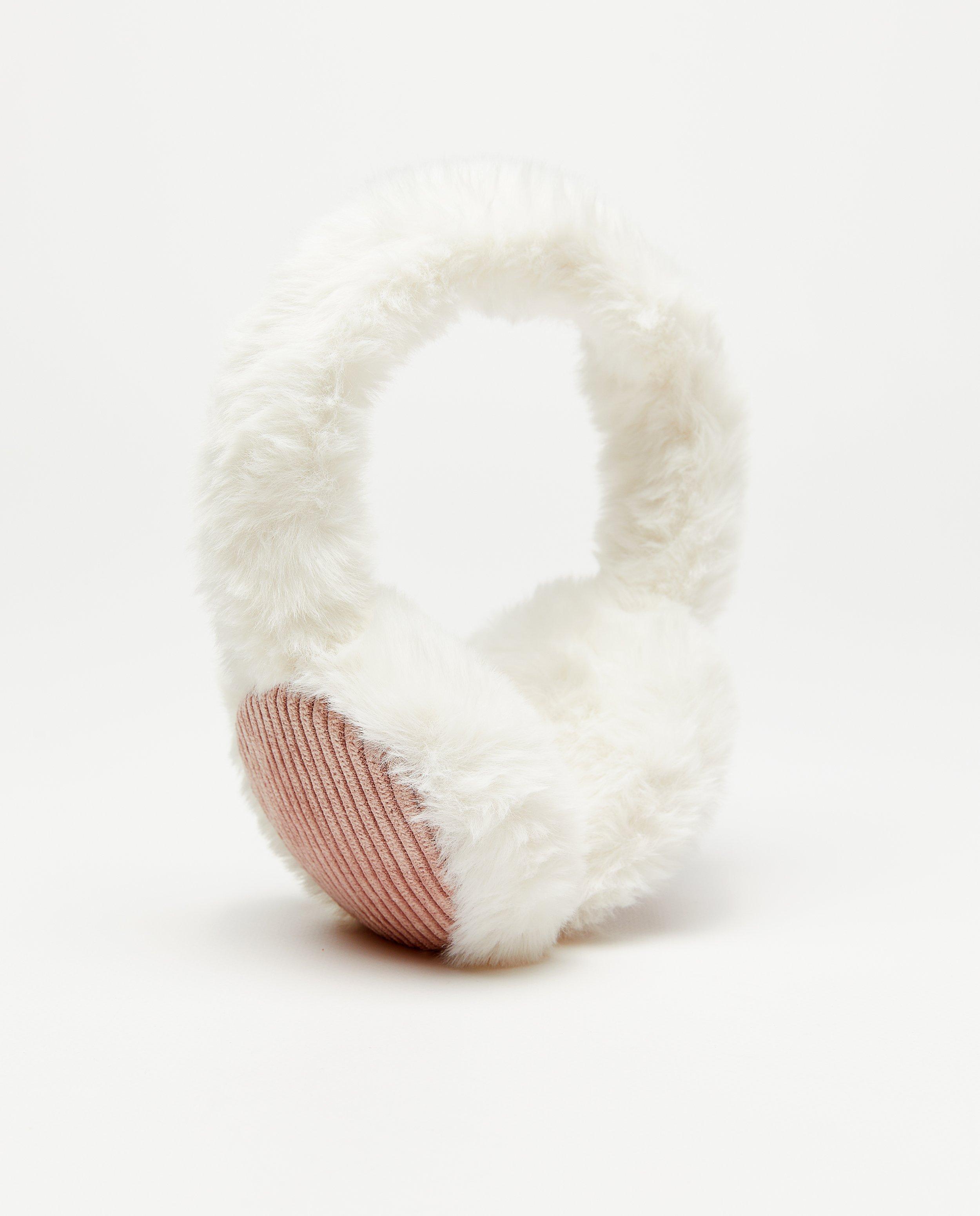Bonneterie - Cache-oreilles en teddy avec velours côtelé
