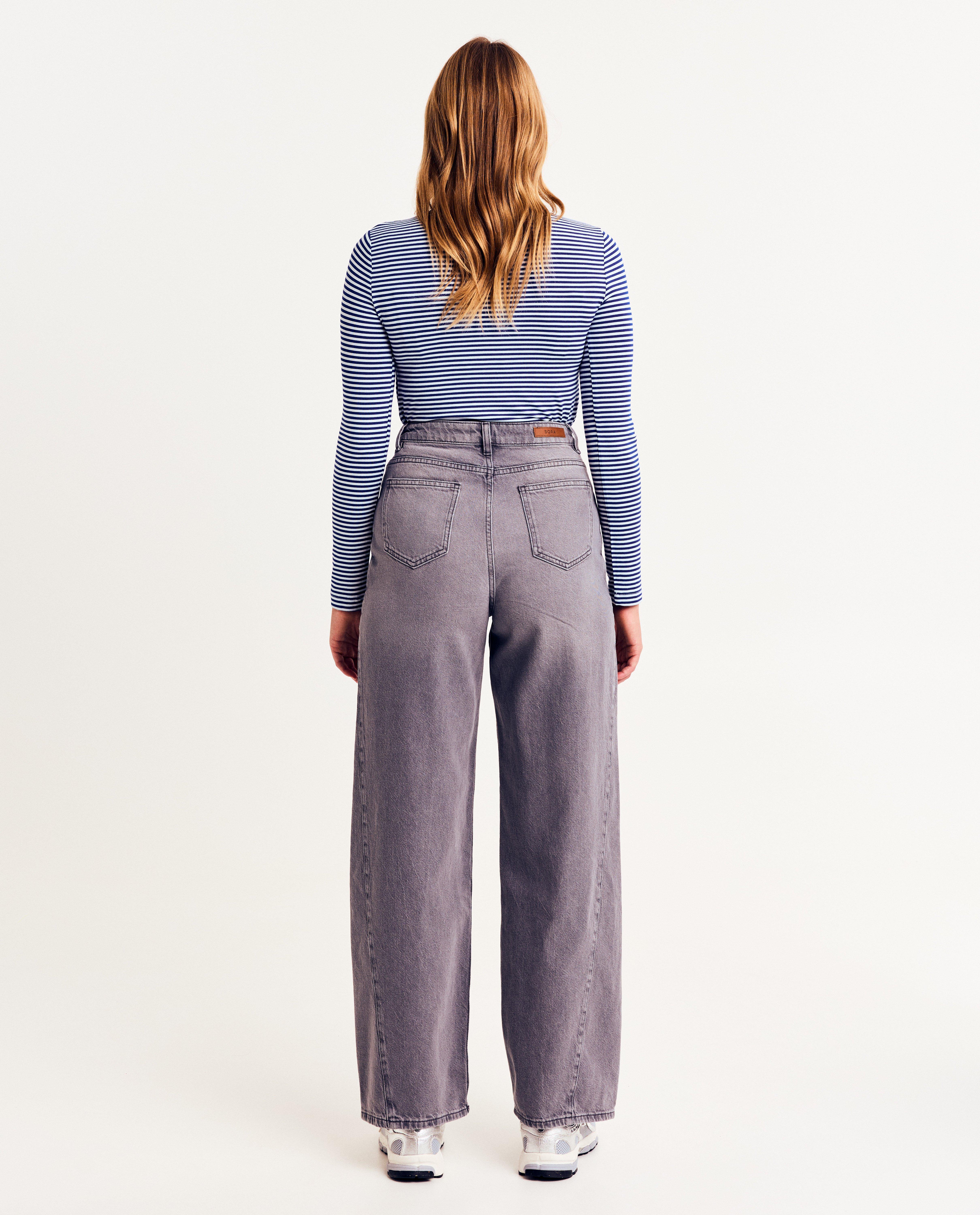 Jeans - Grijze jeans met siernaden, wide fit