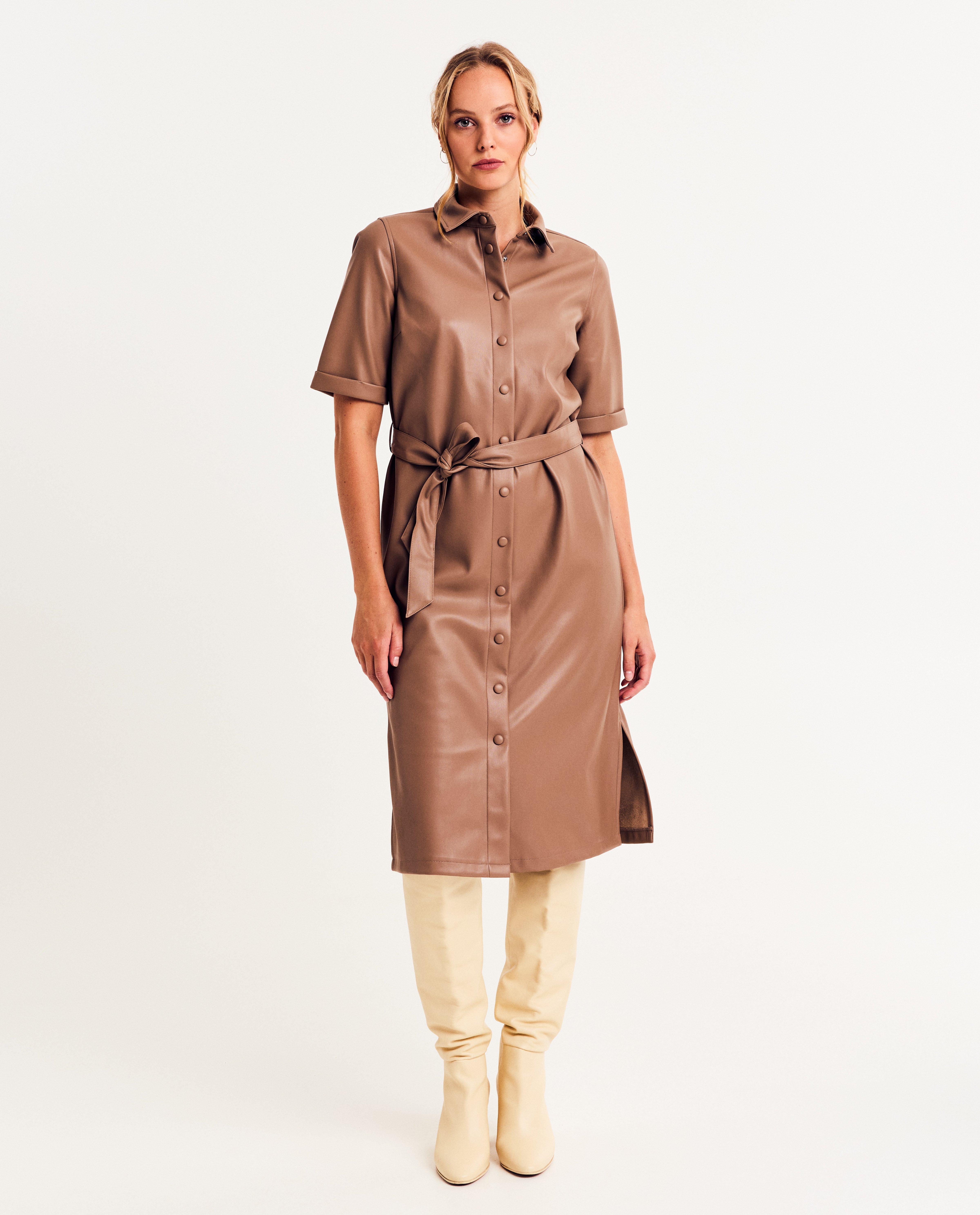 Bruine faux leather jurk - Product Detail - bruin - afbeelding nummer 2