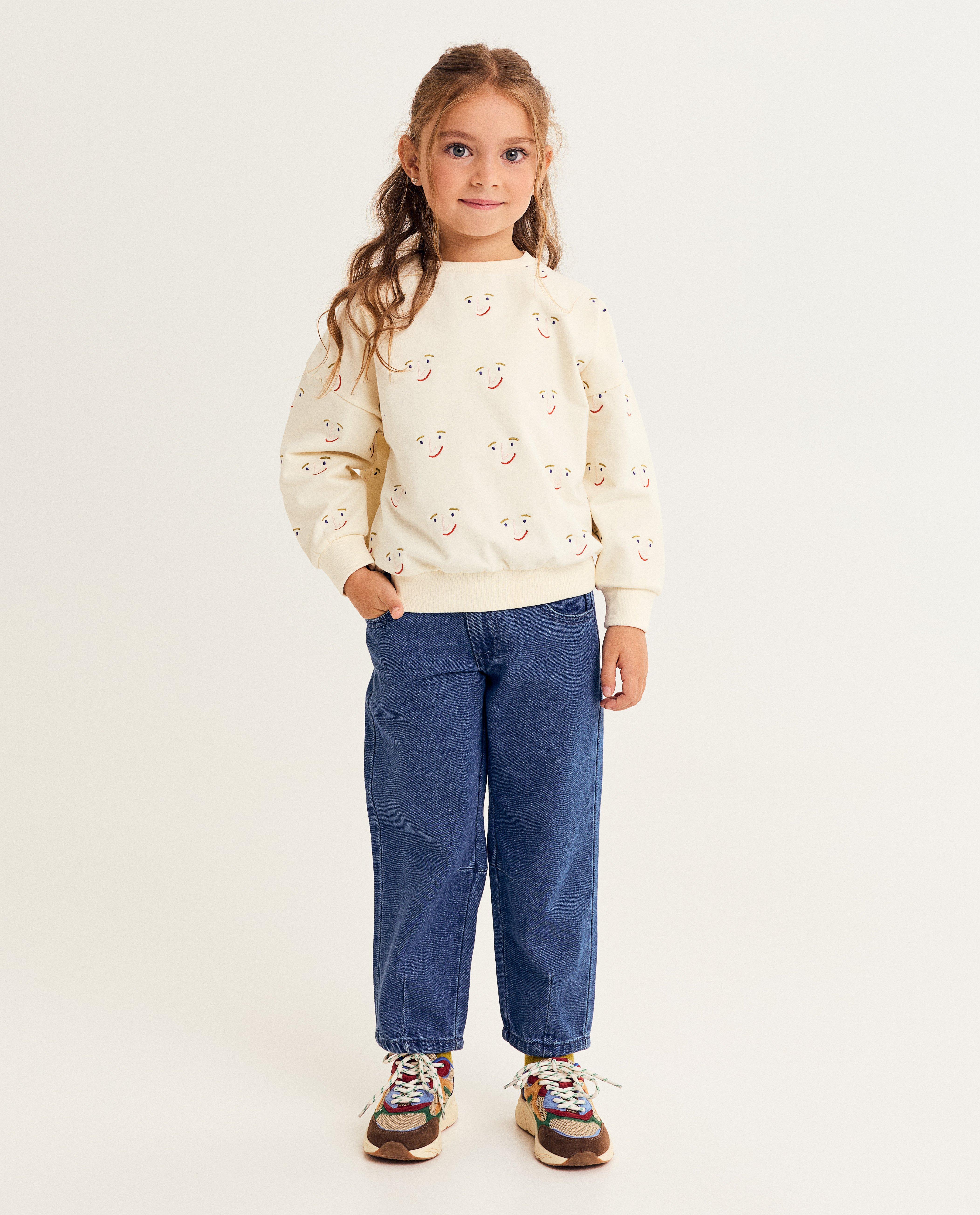 Sweaters - Sweater met print gezichtjes, unisex