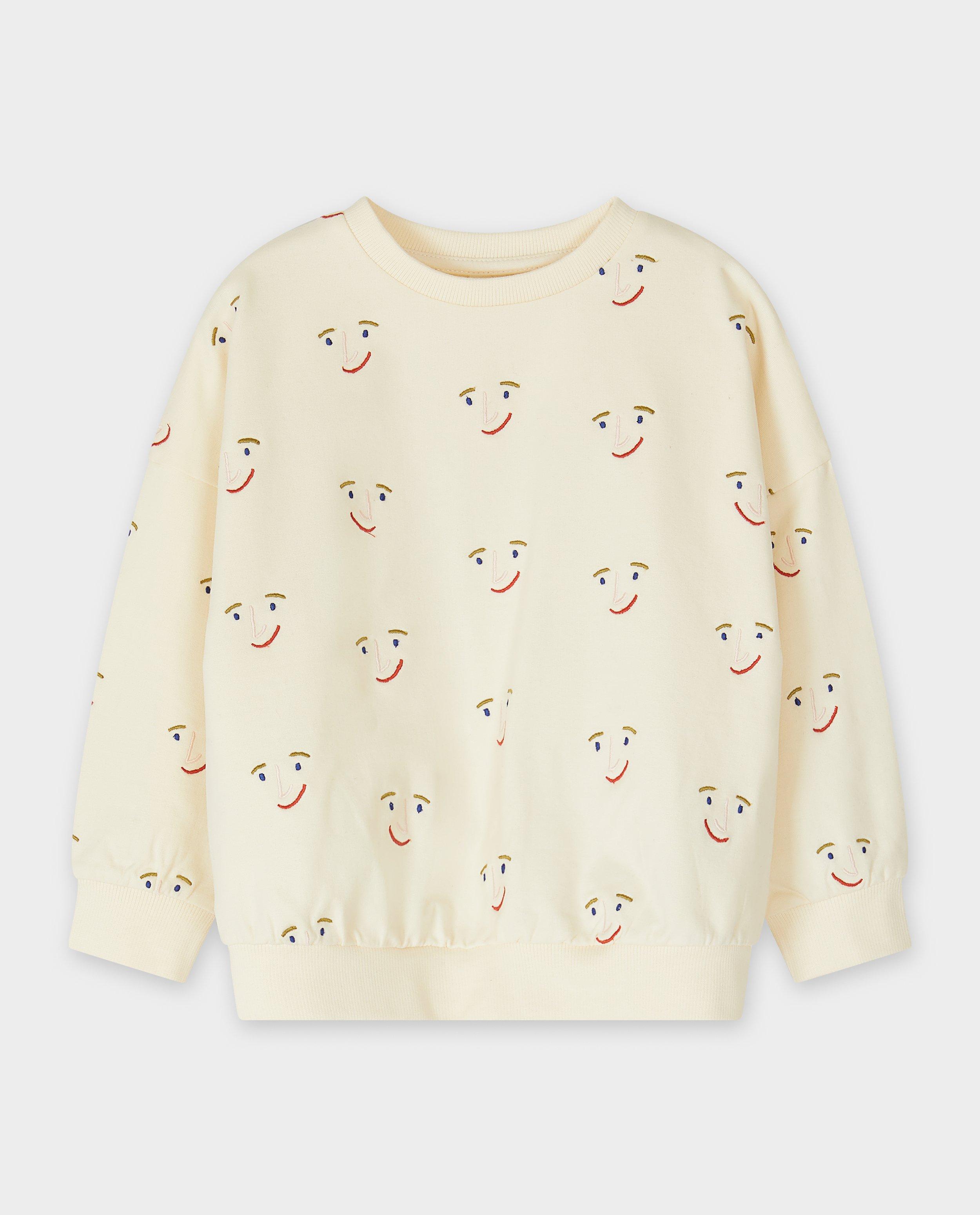 Sweaters - Sweater met print gezichtjes, unisex