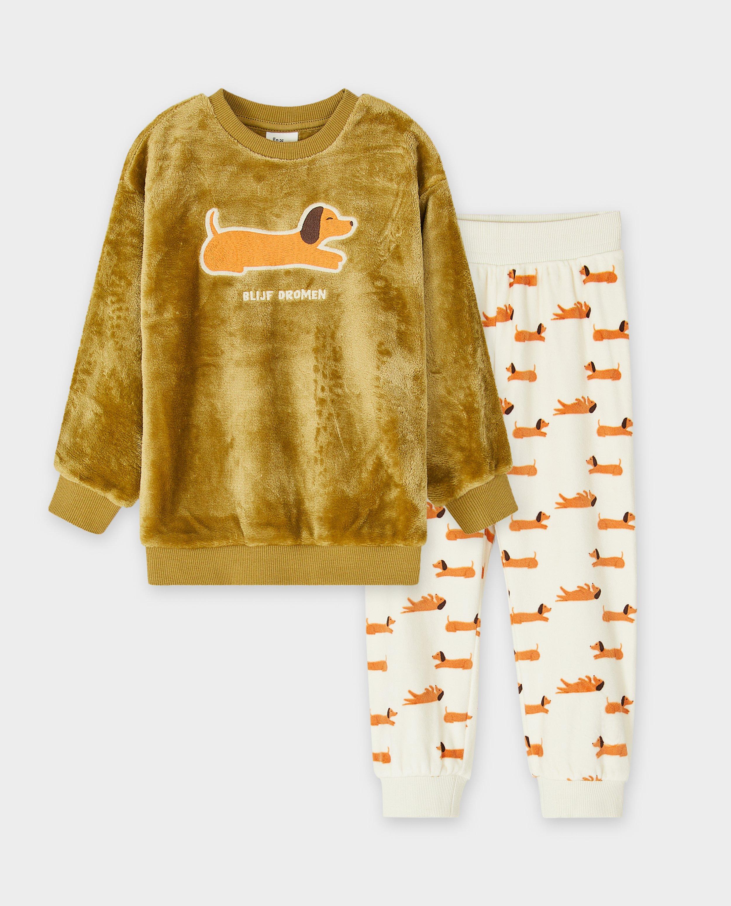 Nachtkleding - Teddy pyjama met hondenprint, unisex