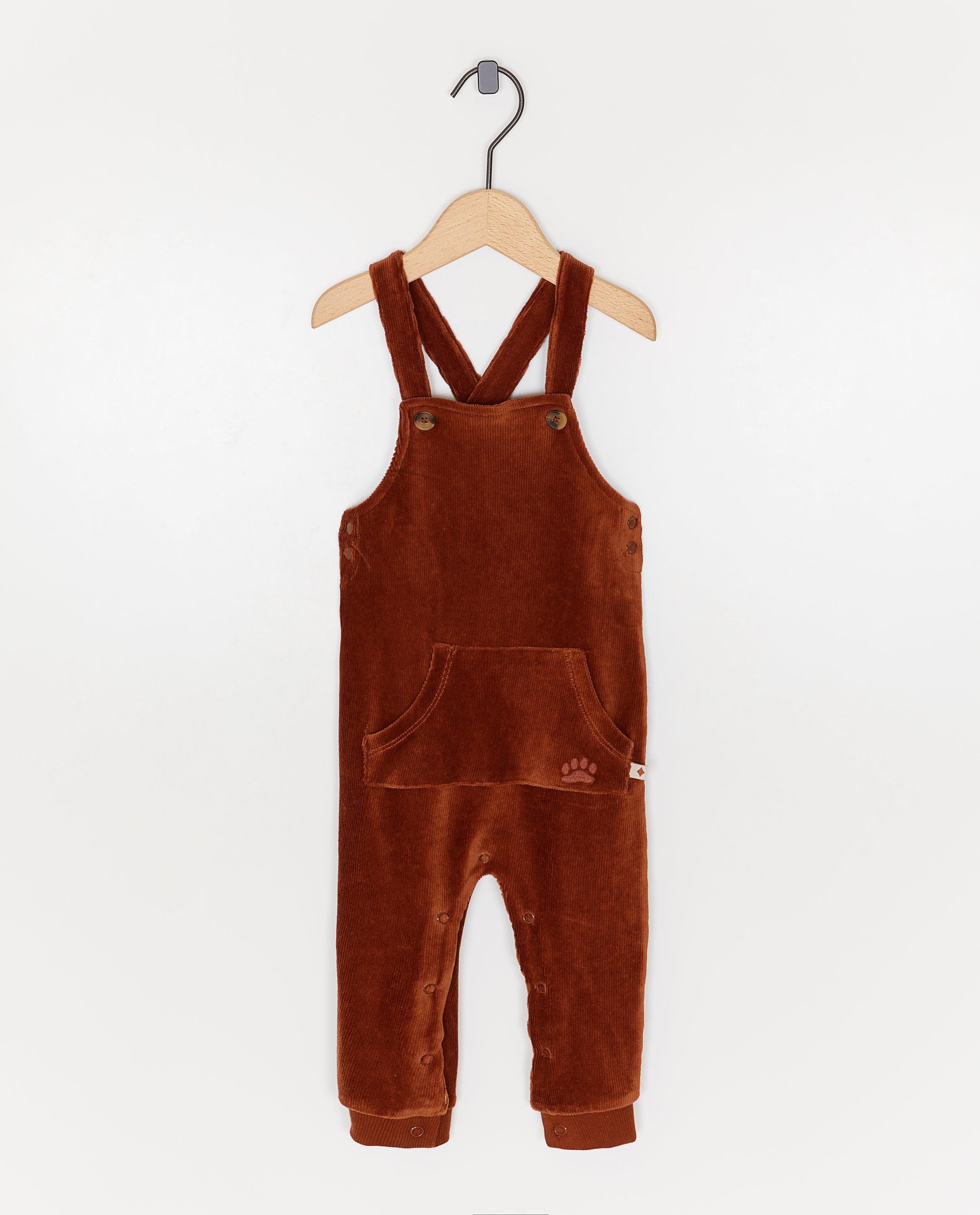 Salopette en fin velours c&ocirc;tel&eacute; - D&eacute;tails du produit - brun fonc&eacute; - image num&eacute;ro 3