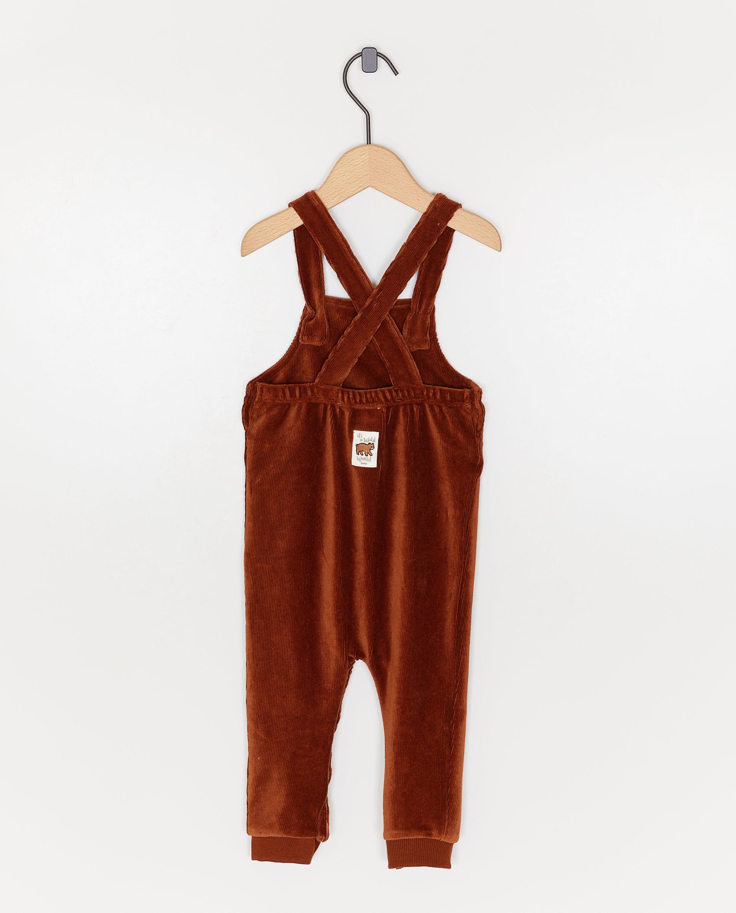 Salopette en fin velours c&ocirc;tel&eacute; - D&eacute;tails du produit - brun fonc&eacute; - image num&eacute;ro 4