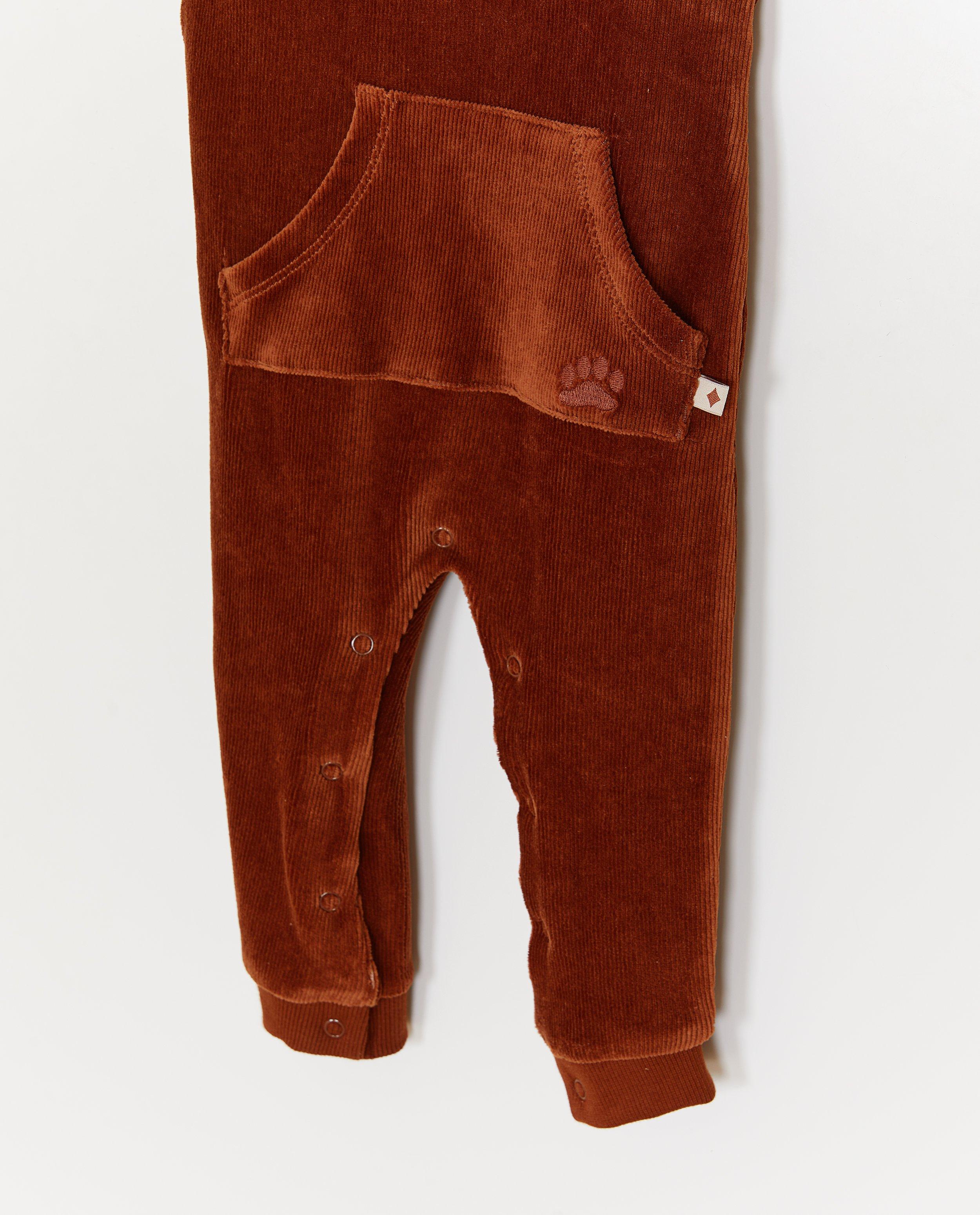 Salopette en fin velours c&ocirc;tel&eacute; - D&eacute;tails du produit - brun fonc&eacute; - image num&eacute;ro 5