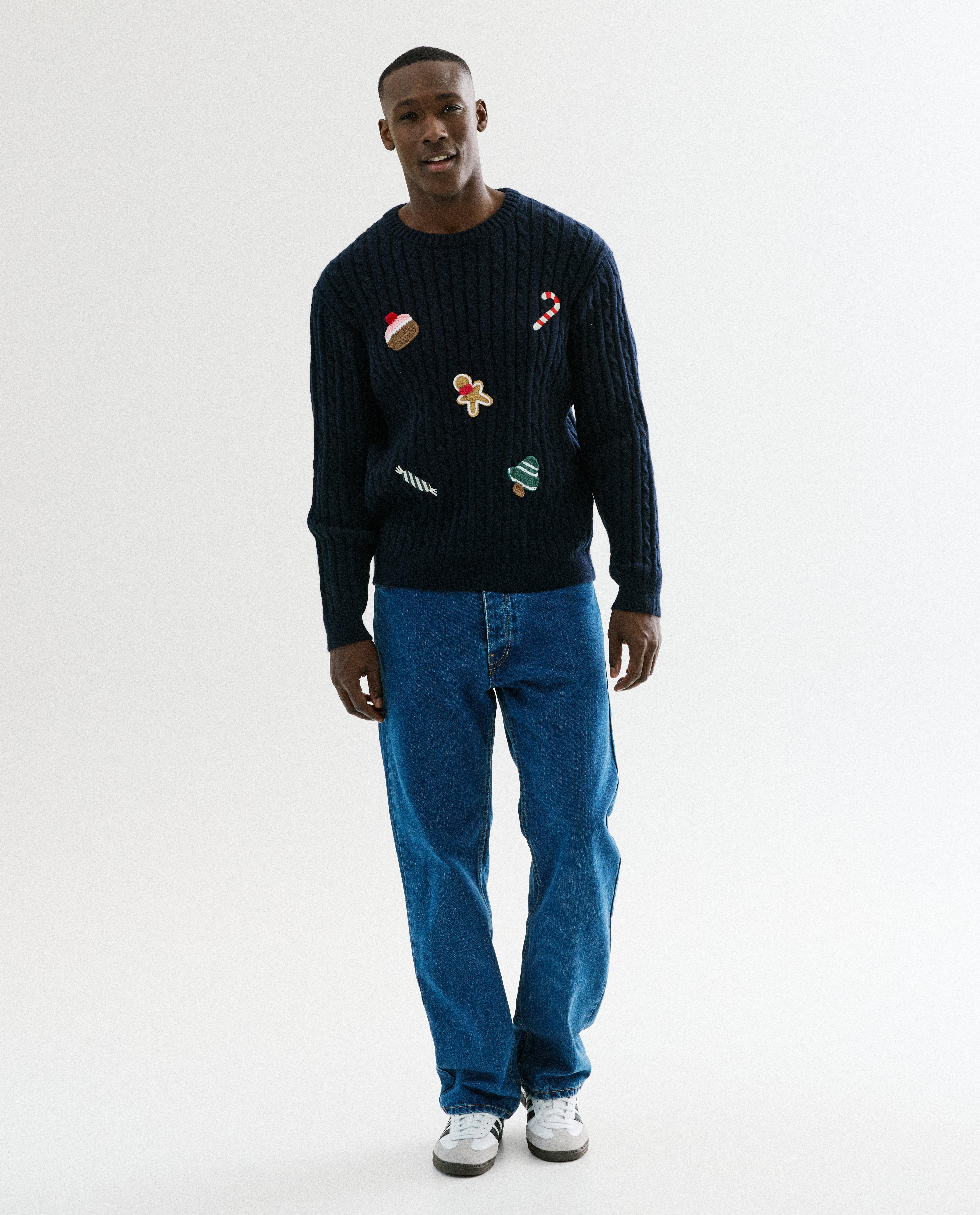 Pulls - Pull de Noël avec motifs brodés et crochetés, homme, S-XXL