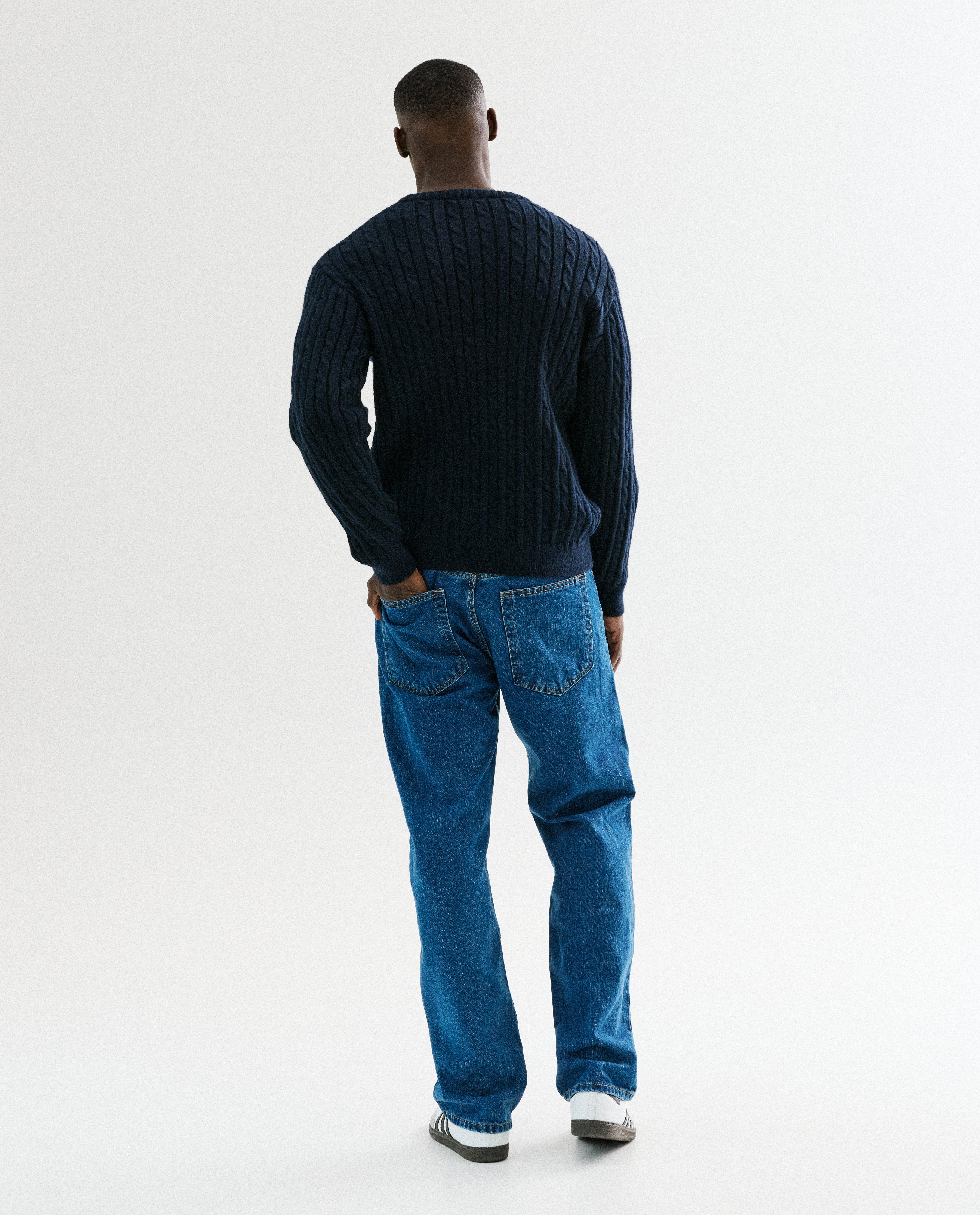 Pull de No&euml;l avec personnages brod&eacute;s et crochet&eacute;s, hommes, S-XXL - D&eacute;tails du produit - bleu fonc&eacute; - image num&eacute;ro 4