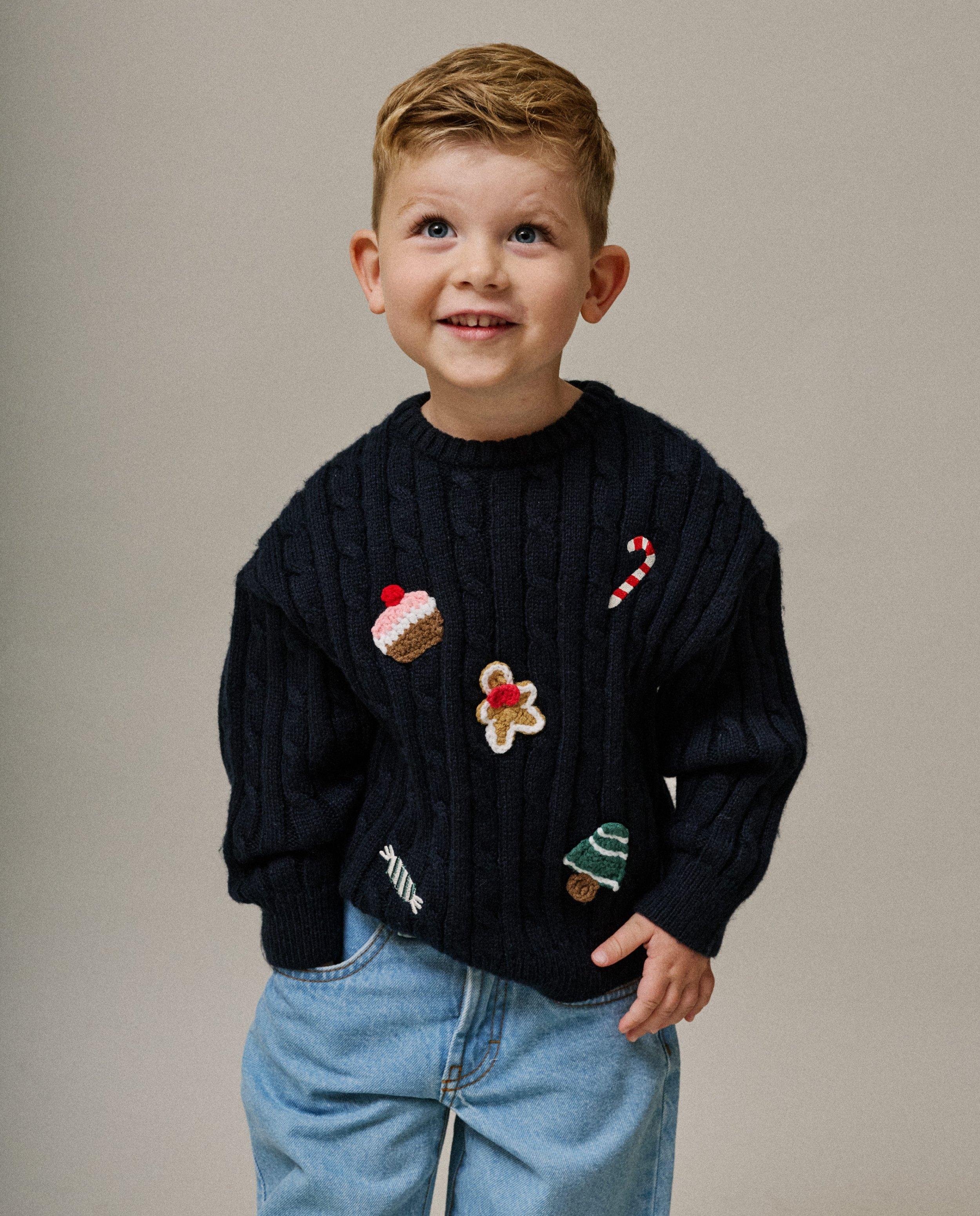 Pulls - Pull de Noël avec motifs brodés et crochetés, 98–128