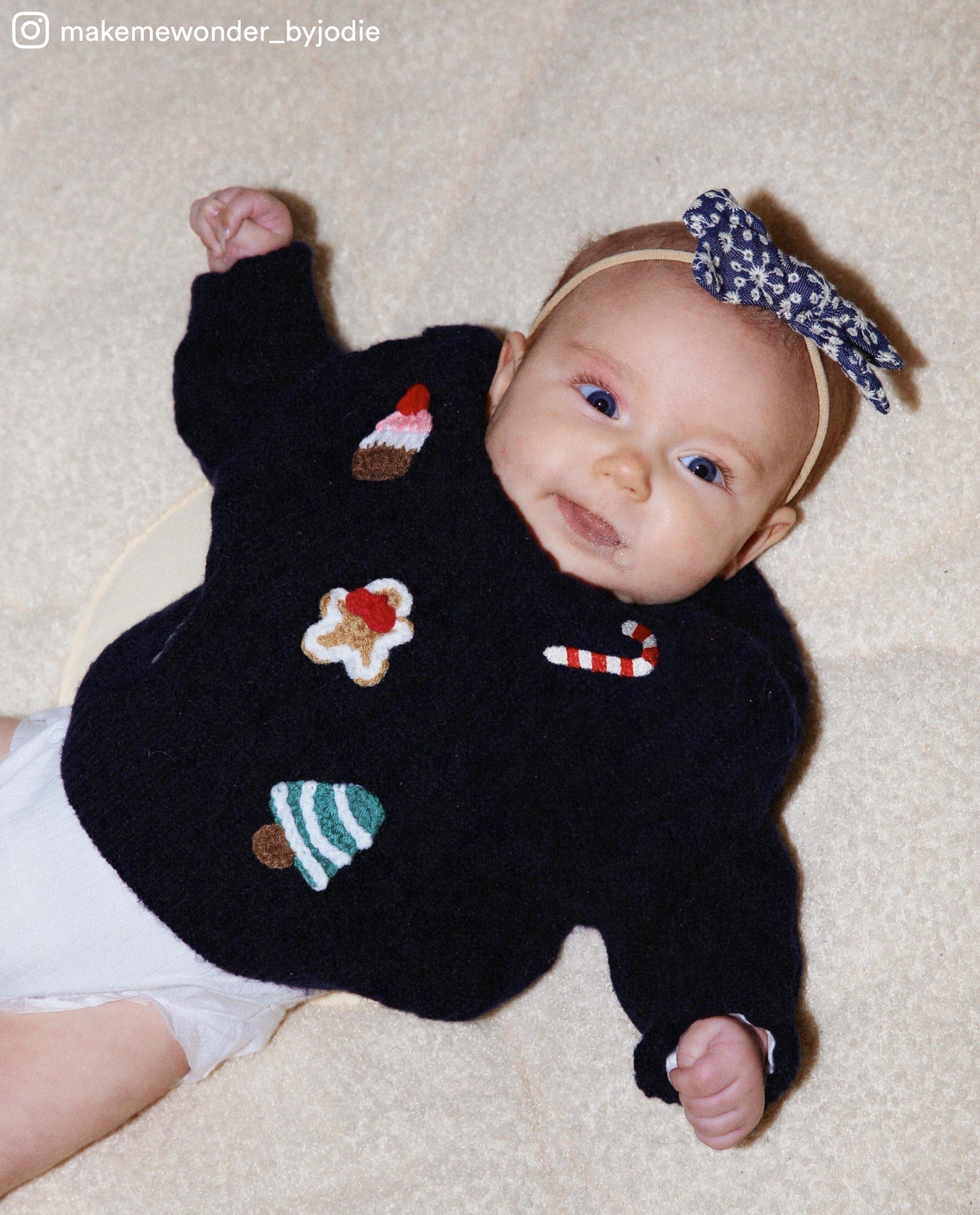 Kersttrui met geborduurde en gehaakte figuren, 62-92