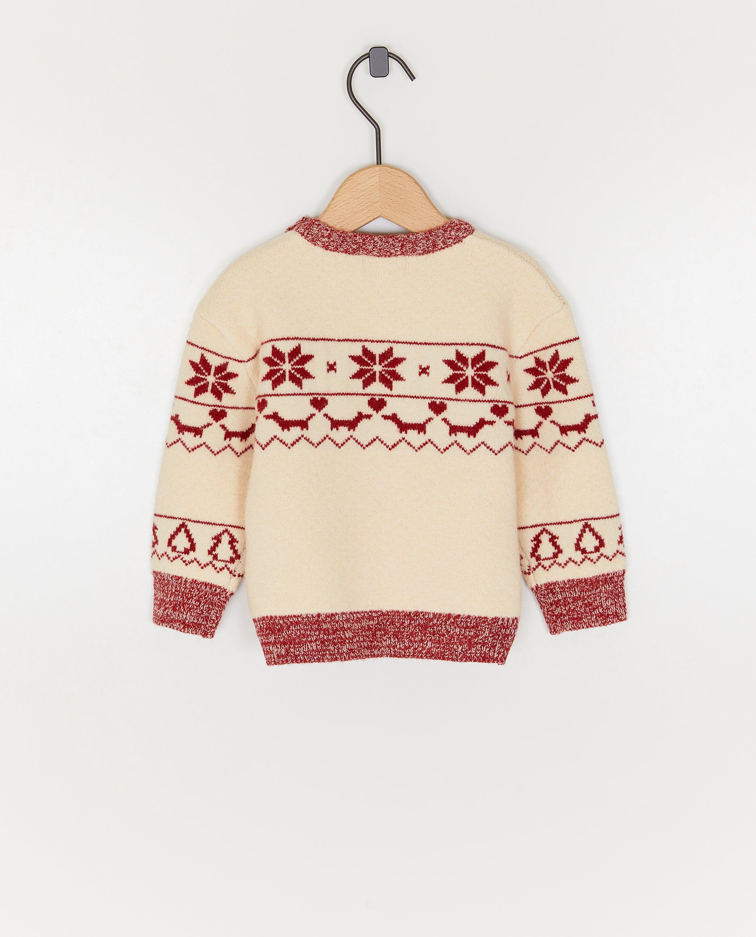 Pull de No&euml;l avec imprim&eacute; chien, 62-92 - D&eacute;tails du produit - beige clair - image num&eacute;ro 2