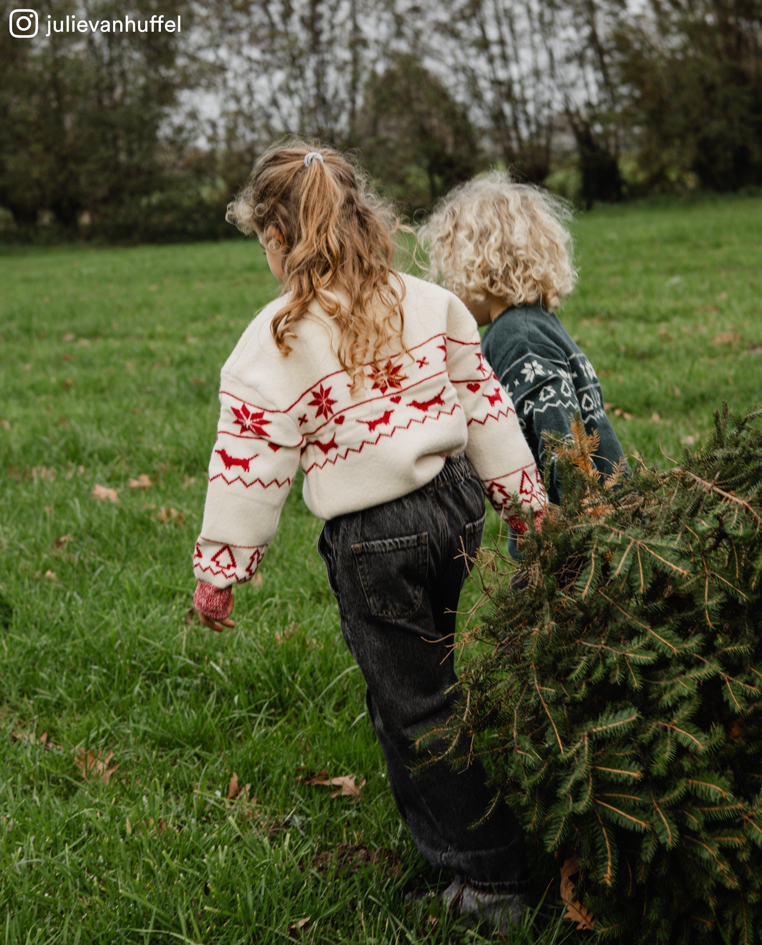 Kersttrui met hondenprint, 98-128