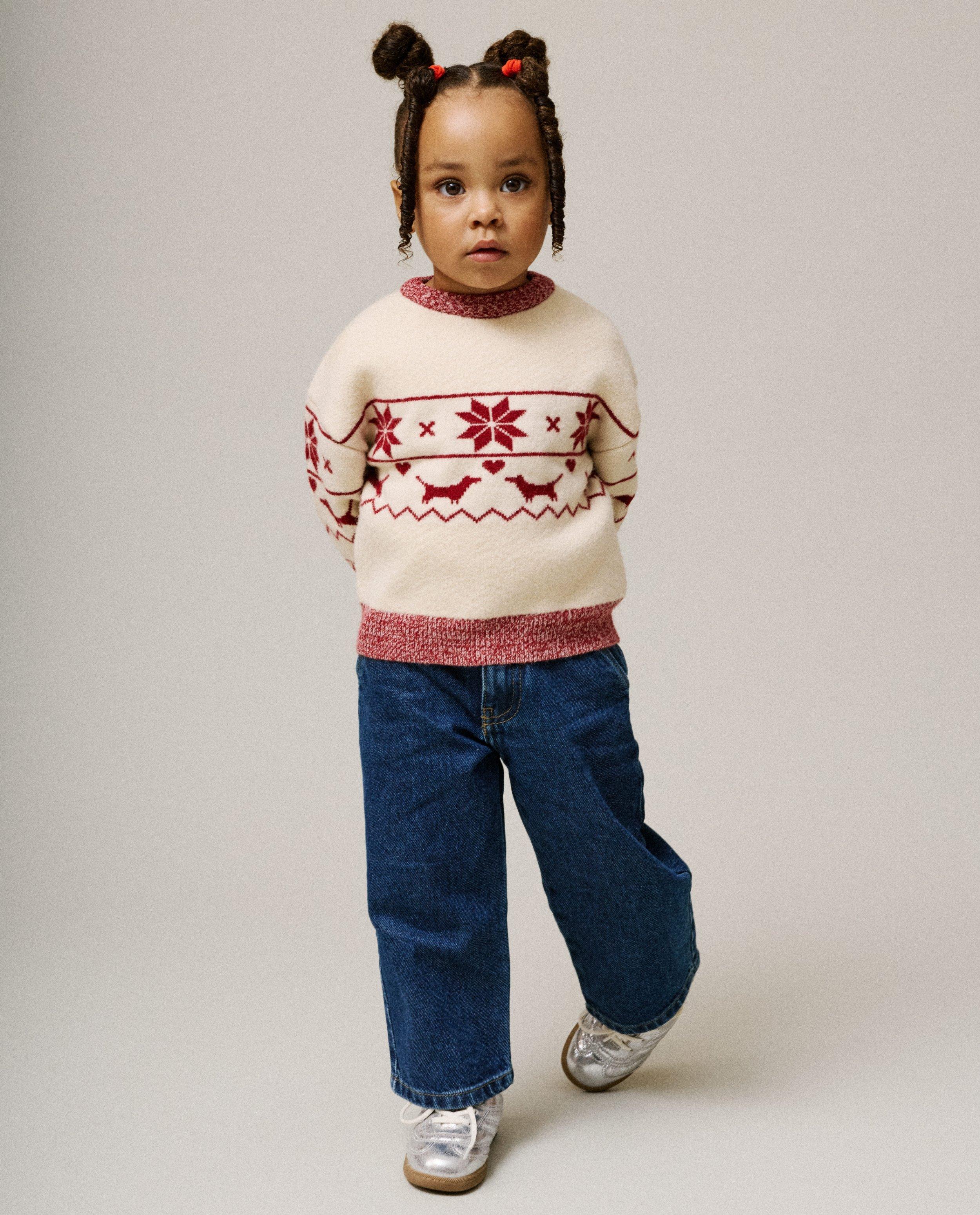 Pull de No&euml;l &agrave; imprim&eacute; &agrave; chiens, 98-128 - D&eacute;tails du produit - beige clair - image num&eacute;ro 4