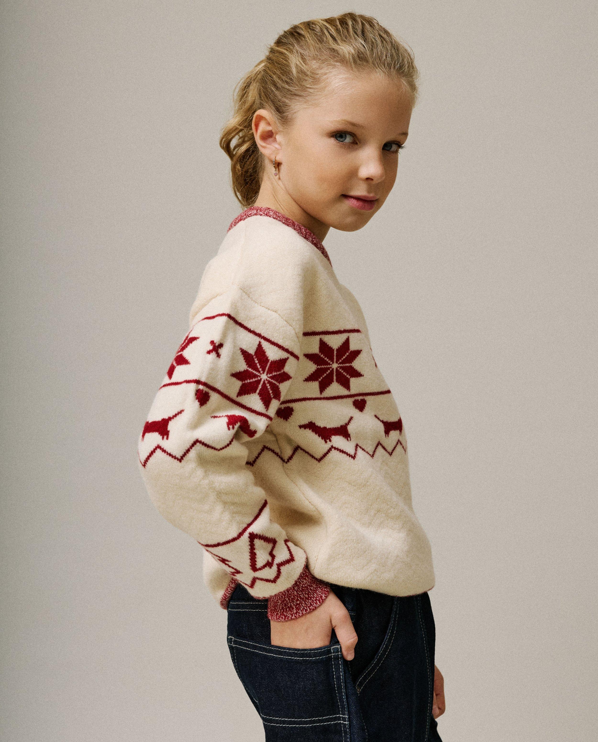 Pull de No&euml;l &agrave; imprim&eacute; &agrave; chiens, 134-170 - D&eacute;tails du produit - beige clair - image num&eacute;ro 2