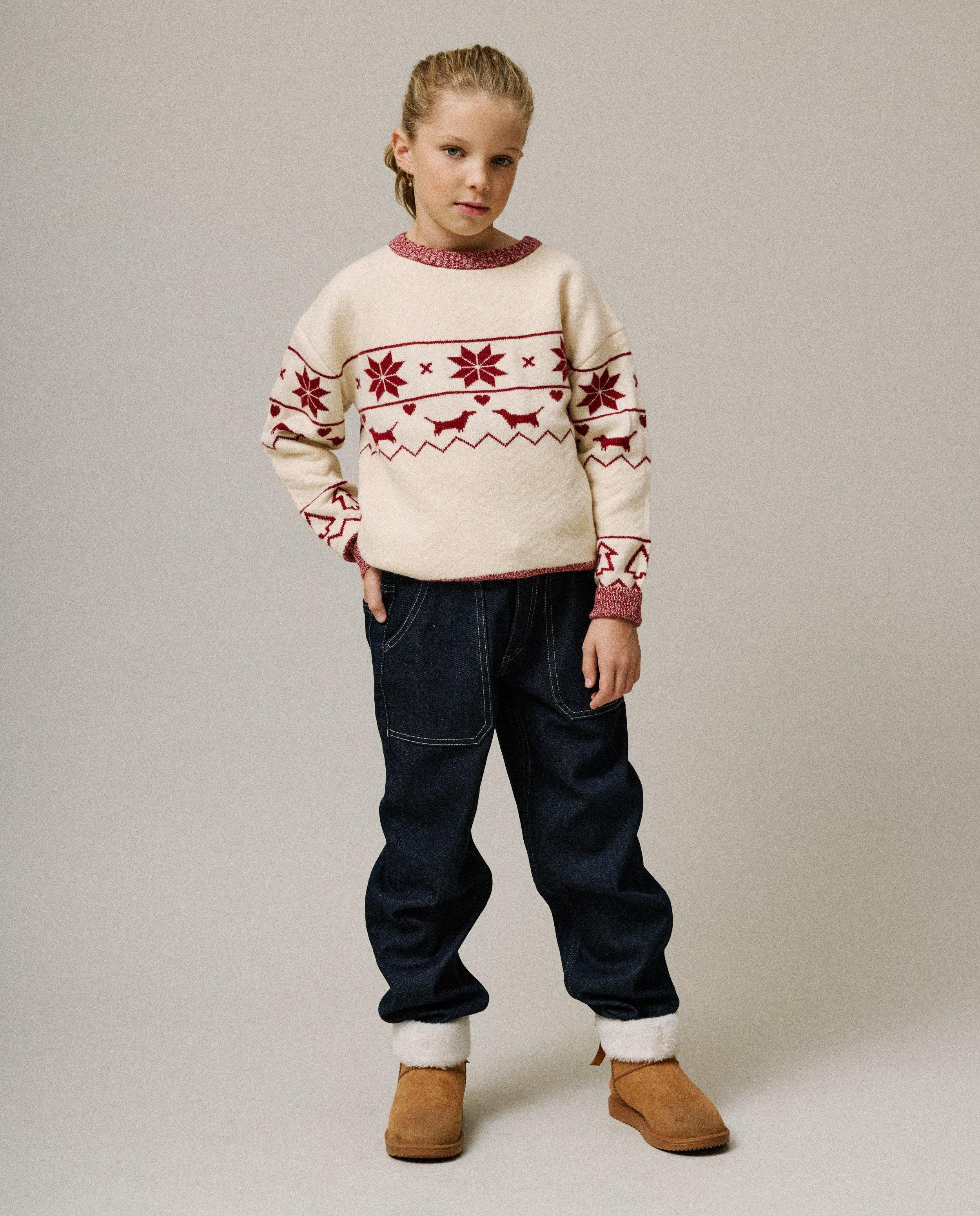 Pull de No&euml;l &agrave; imprim&eacute; &agrave; chiens, 134-170 - D&eacute;tails du produit - beige clair - image num&eacute;ro 3