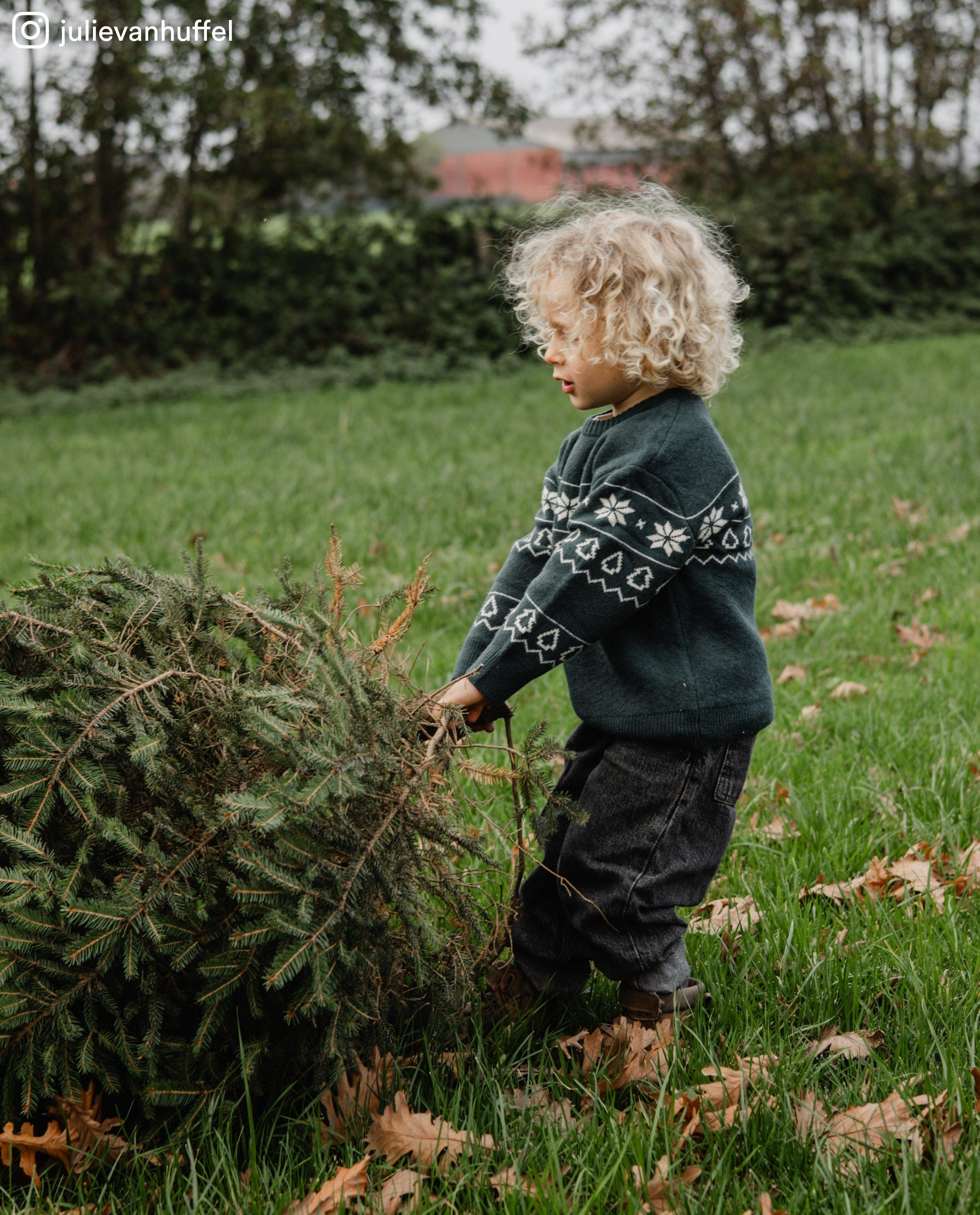 Pull de Noël avec imprimé sapins, 92–128