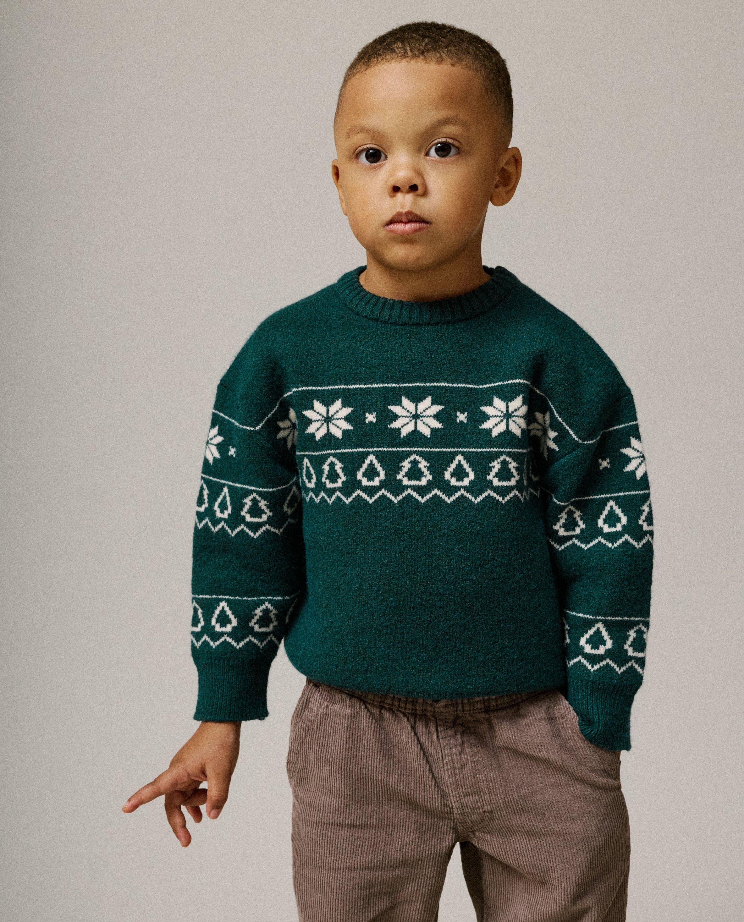 Pull de Noël avec imprimé sapins, 92–128