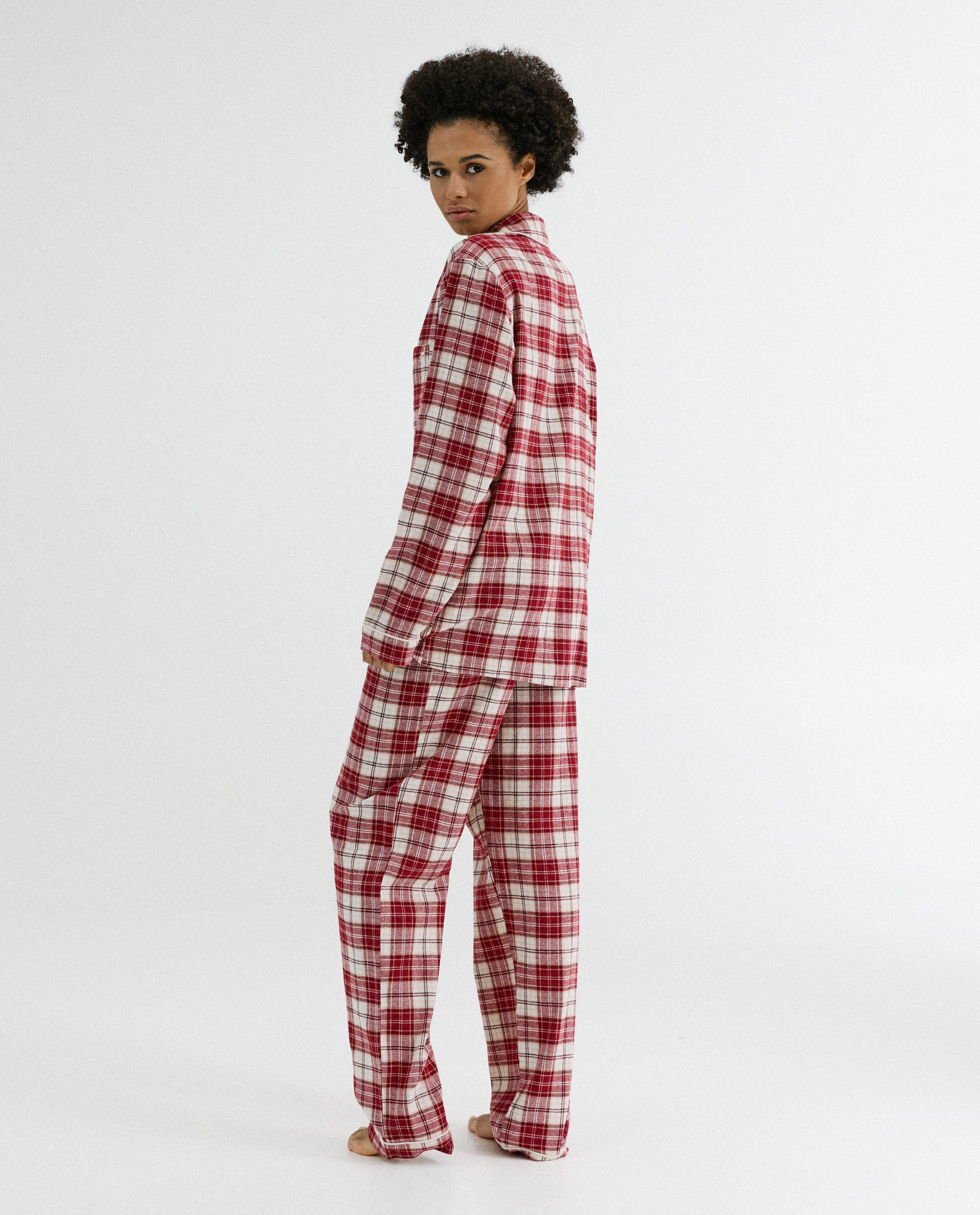 Pyjamas - Pyjama en flanelle avec renne brodé, femme, XS-XL